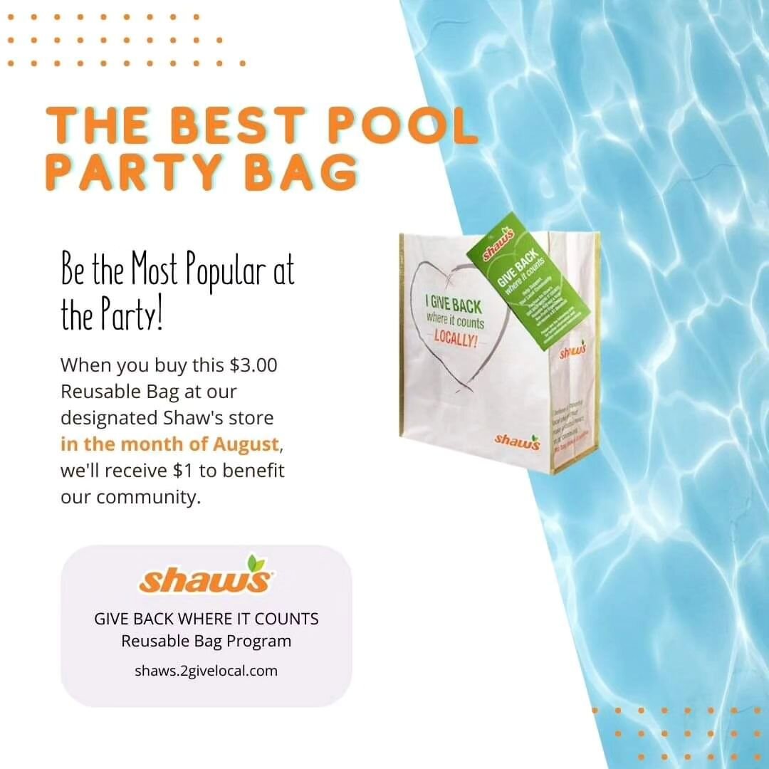 Help us spread the word! 

Putney Foodshelf will receive $1 from every $3.00 GIVE BACK WHERE IT COUNTS Bag sold during the month of August 2023 at:
 
Shaw's
32 Ames Plaza Lane
Walpole NH

Thank you to all the good folks at Shaw's for supporting our m