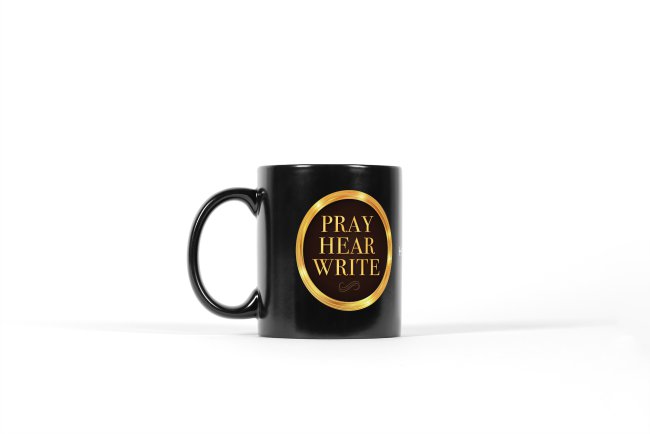 Pray Hear Write Mug Black Left.jpeg