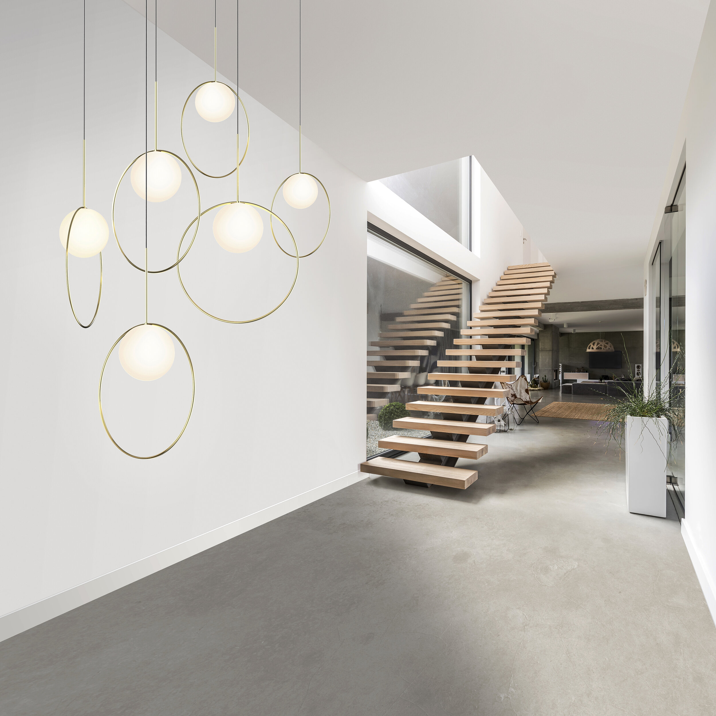 Bola Halo, Pendant Chandelier, Environmental, Hallway, 3k.jpg