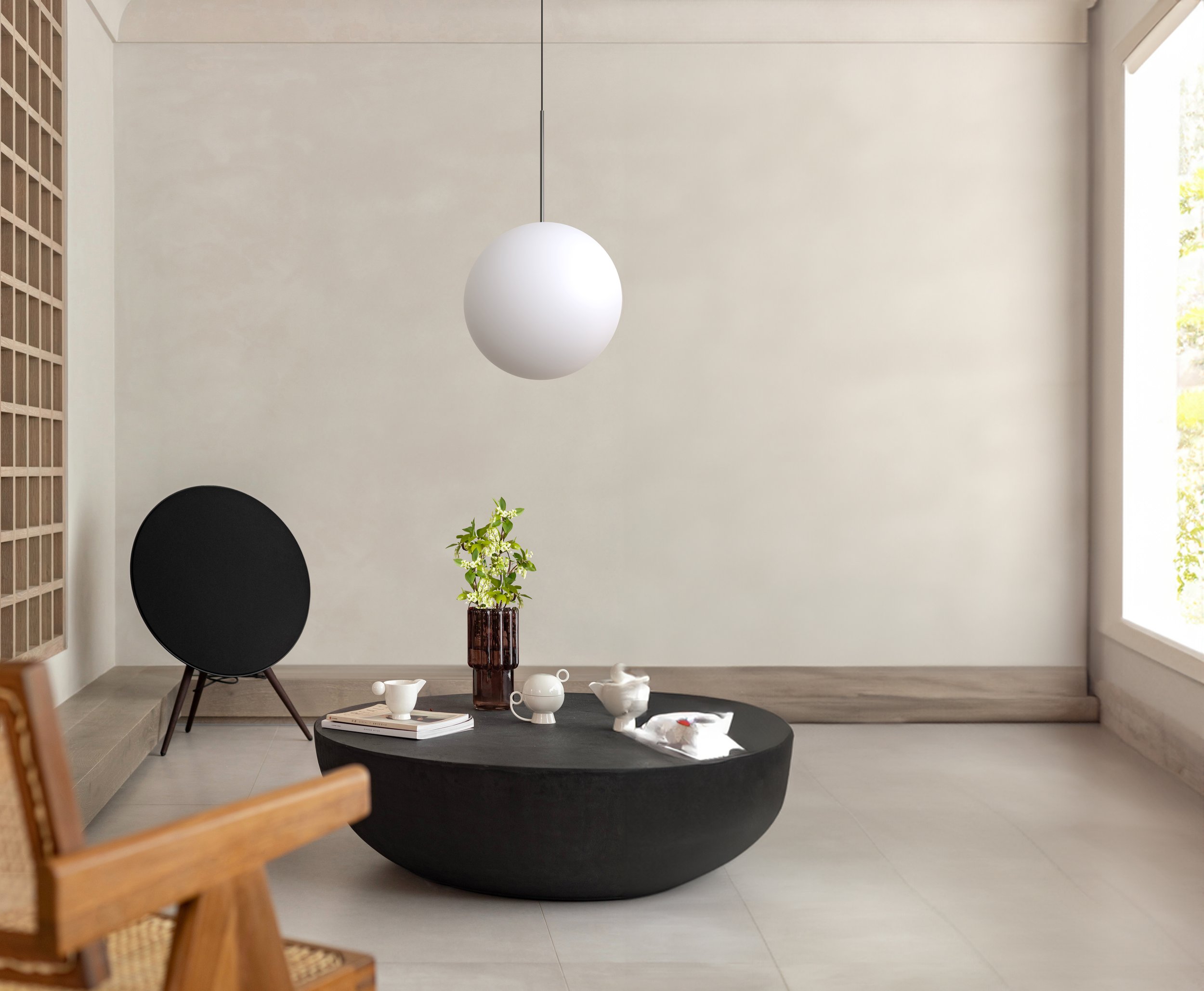 Pablo Designs - Bola Sphere Pendant - Environmental Image - 16 Designer Sound_EXTENDED.jpg