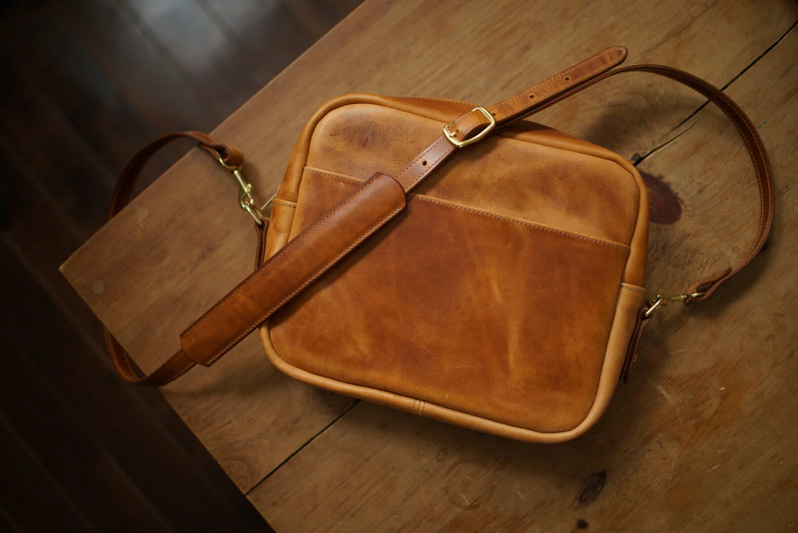 Cognac Satchel 12"