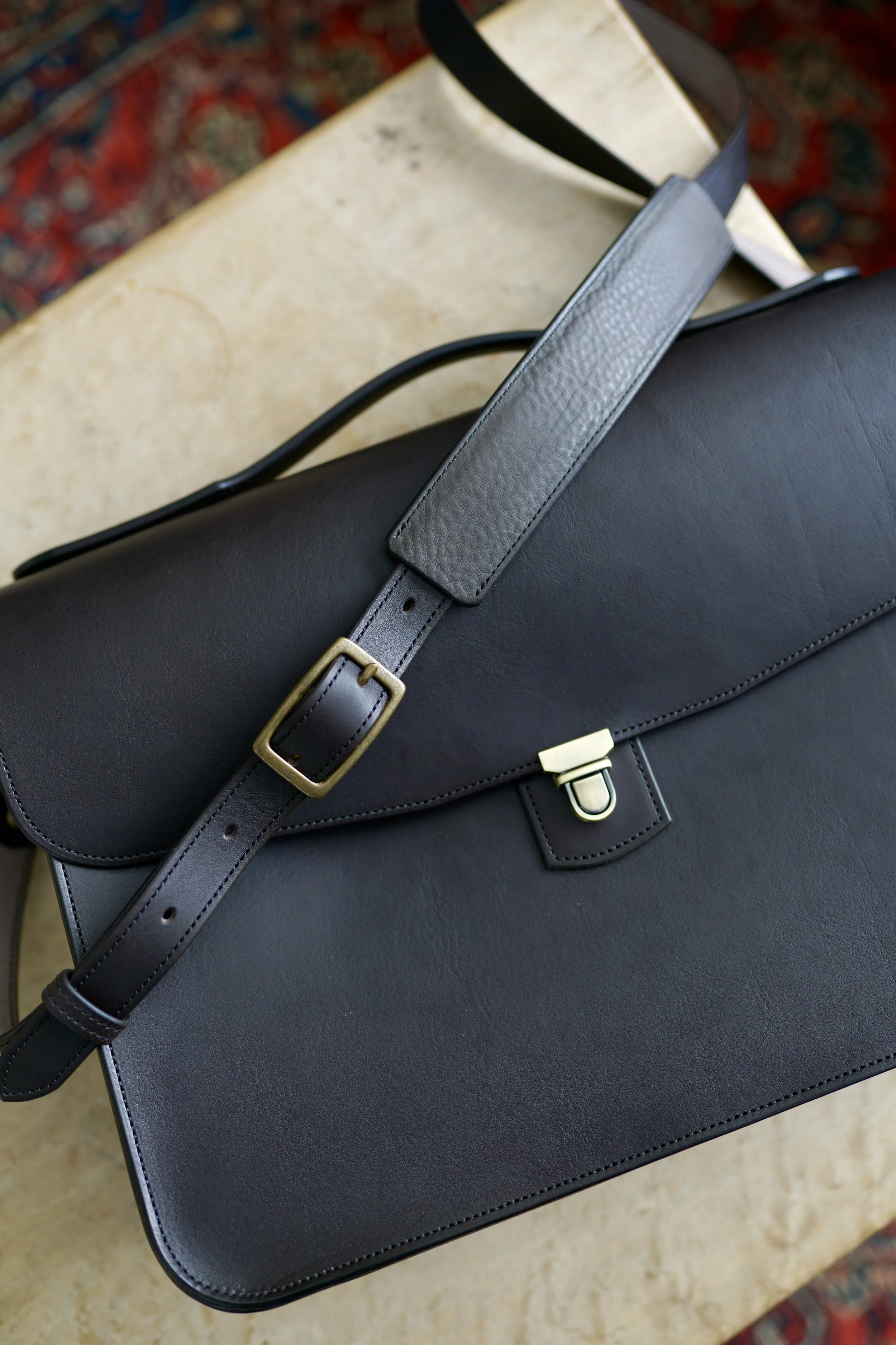 Custom Briefcase-Messenger, 7oz Vegetable Tanned