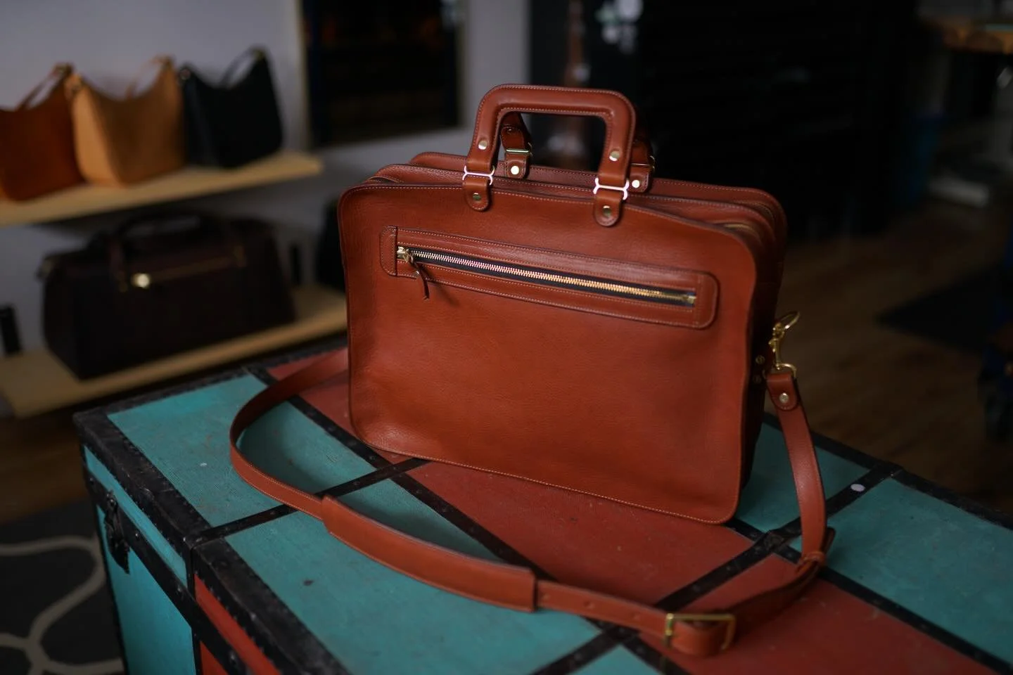 I forgot to take befores of the original bag here so there&rsquo;s a real fuzzy one if you swipe to the end&mdash;the bag belonged to this customer&rsquo;s late father and they approached me to re-make the bag more or less exactly as it was.
.
This w