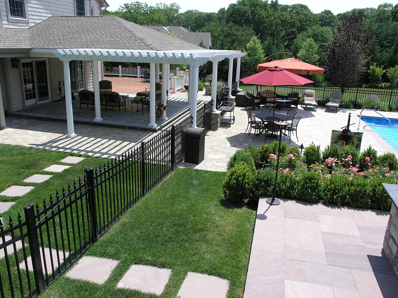 Landscape design with pool patio in Long Island, NY​​​​​​​
