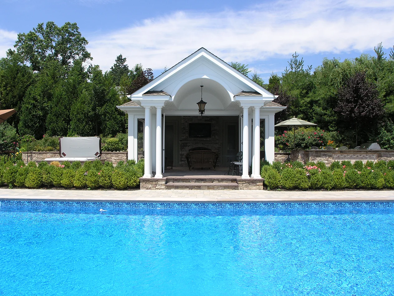 Landscape design with cabana in Long Island, NY​​​​​​​
