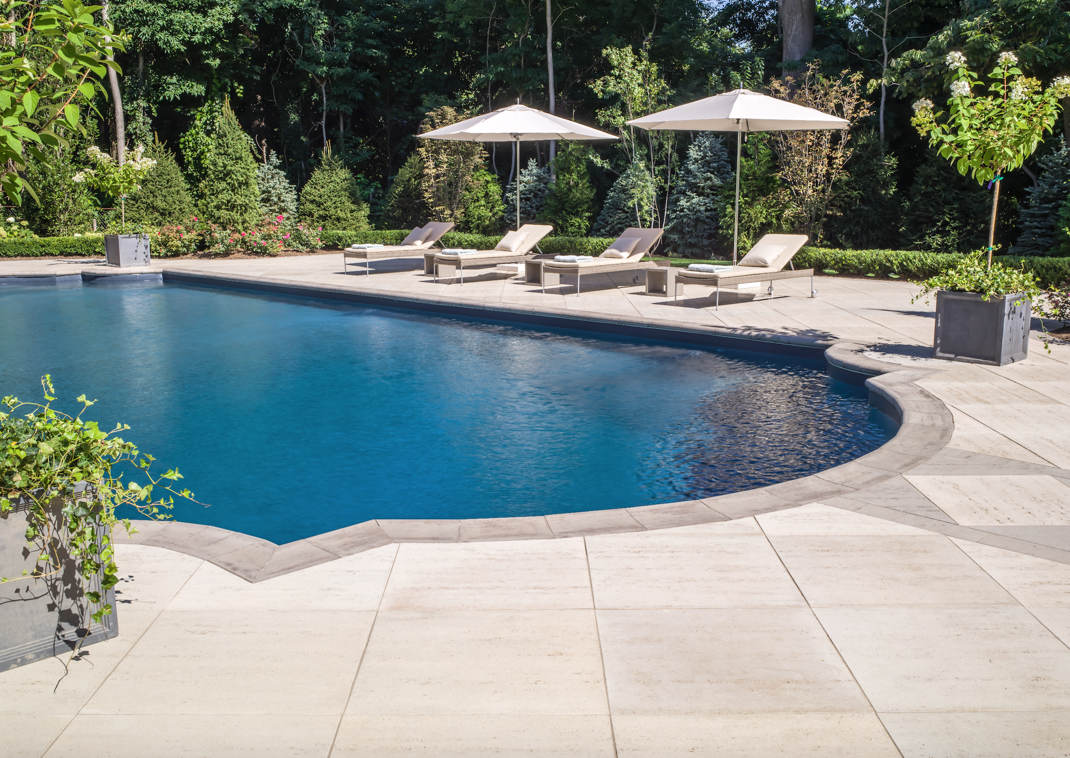 Pool area landscape design in Long Island, NY