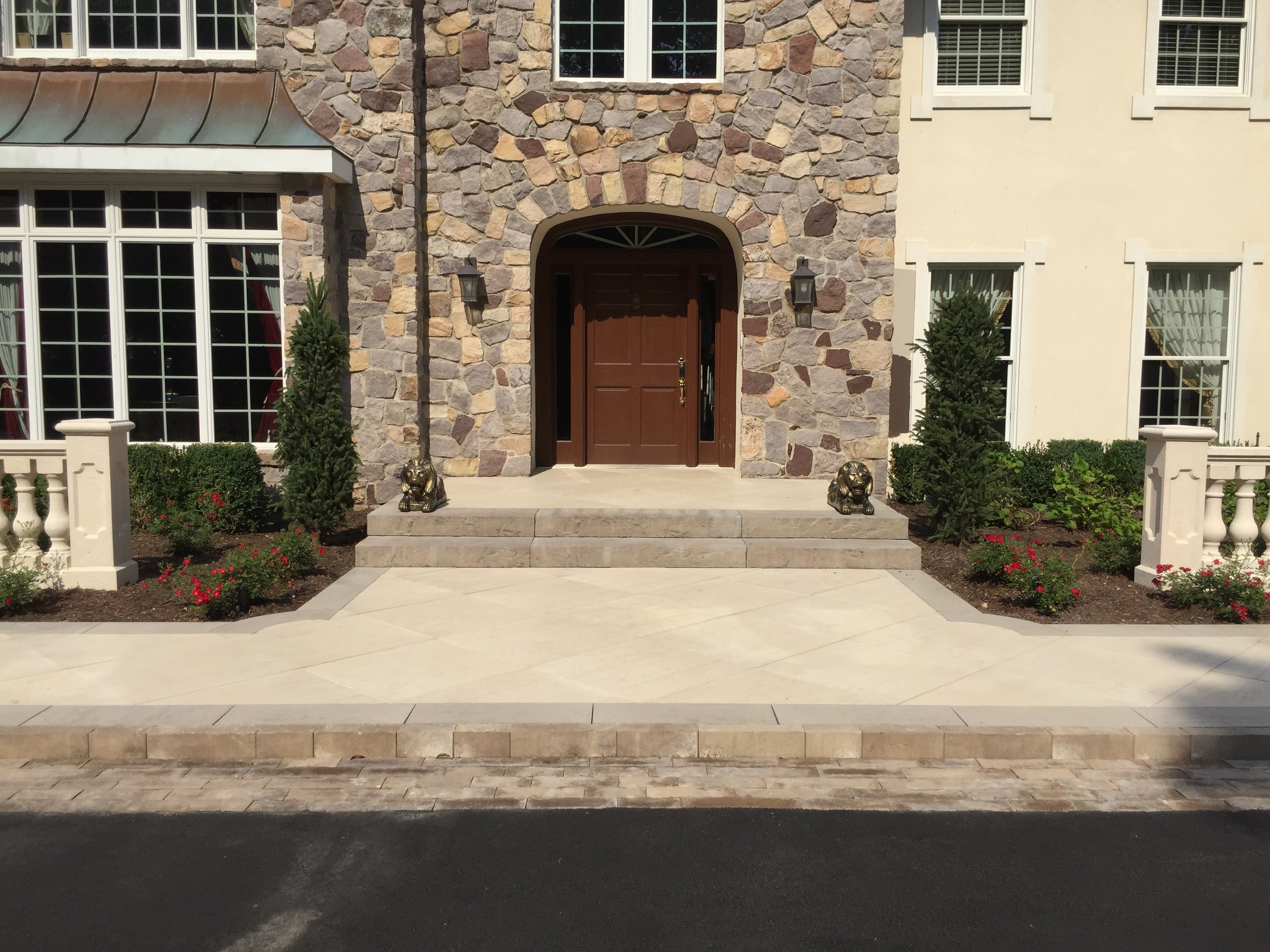 Landscape design with front entrance way in Long Island, NY​​​​​​​