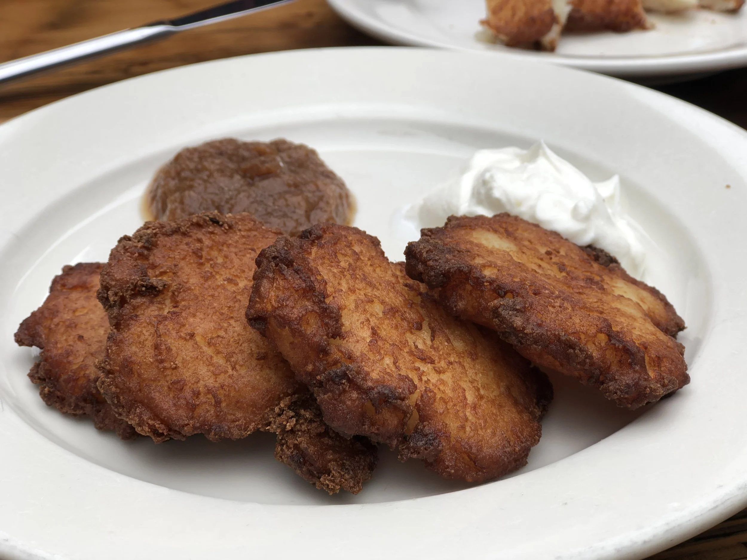 Latkes, a delightful always-seasonal snack at Pilsener Haus & Biergarten in Hoboken, NJ.