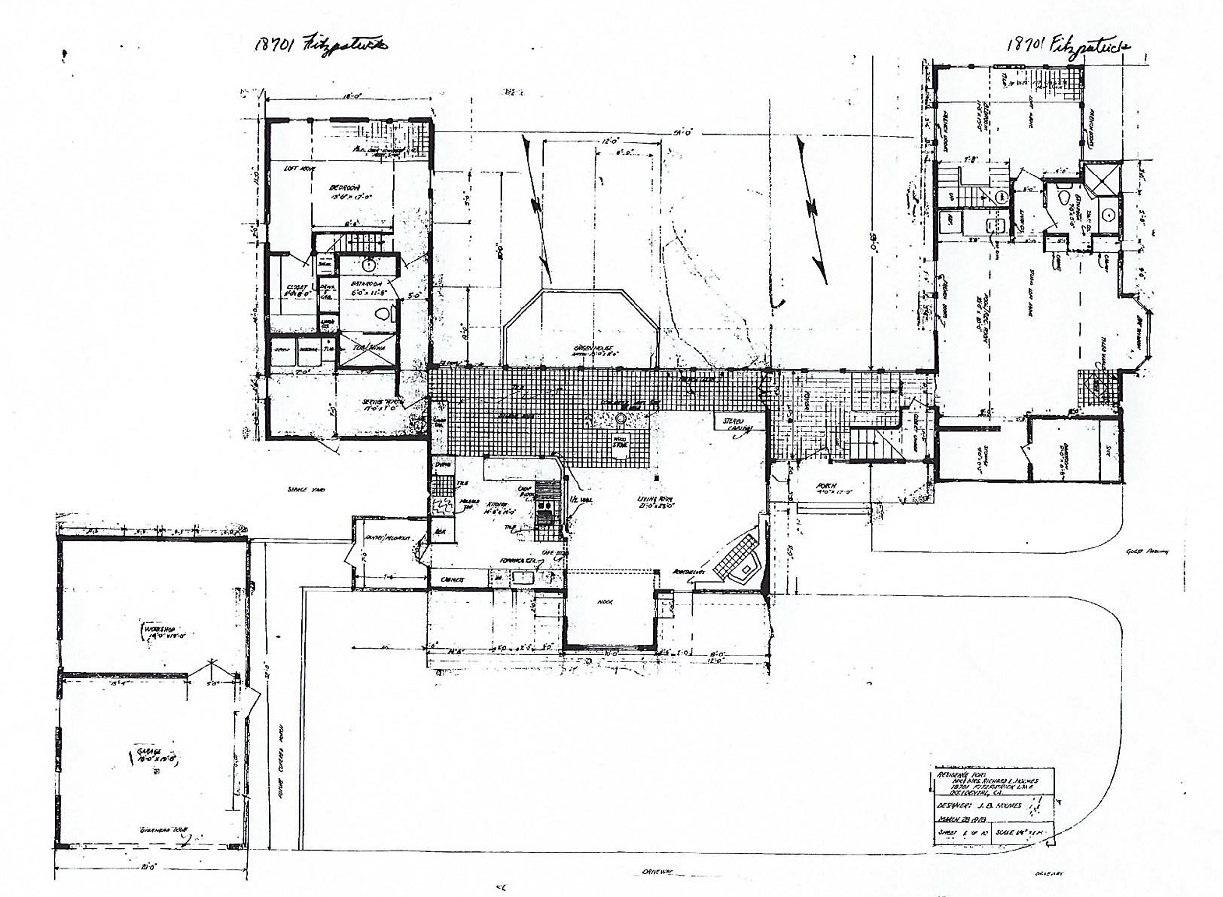 First floor plan - living area with bedrooms on each side