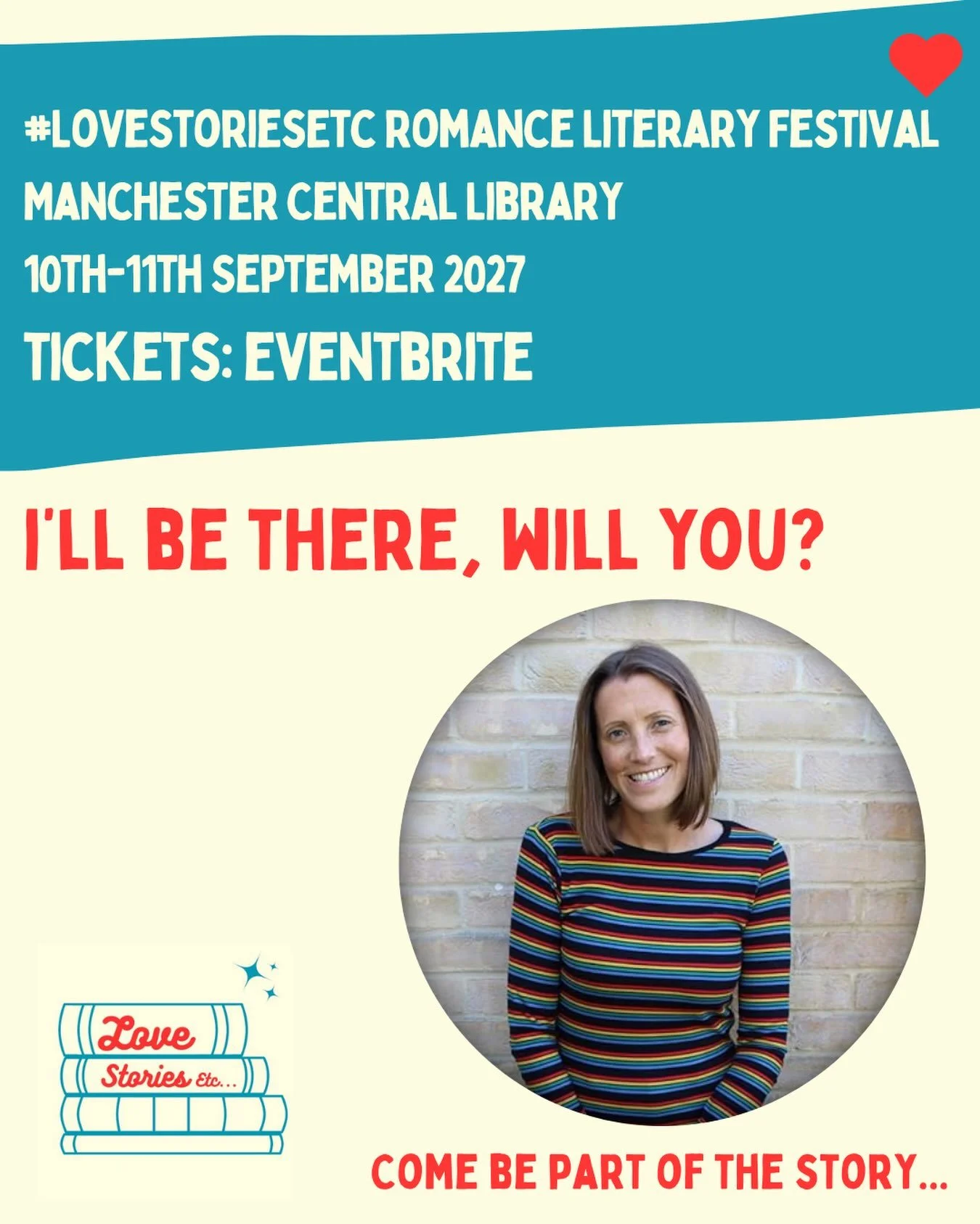 I am so excited to share that I&rsquo;ll be appearing at the fourth @lovestoriesetc Festival, which will take place in the beautiful @manchestercentrallibrary on 10-11 September 2027. 

I have been a huge fan of the festival - which is run by the inc