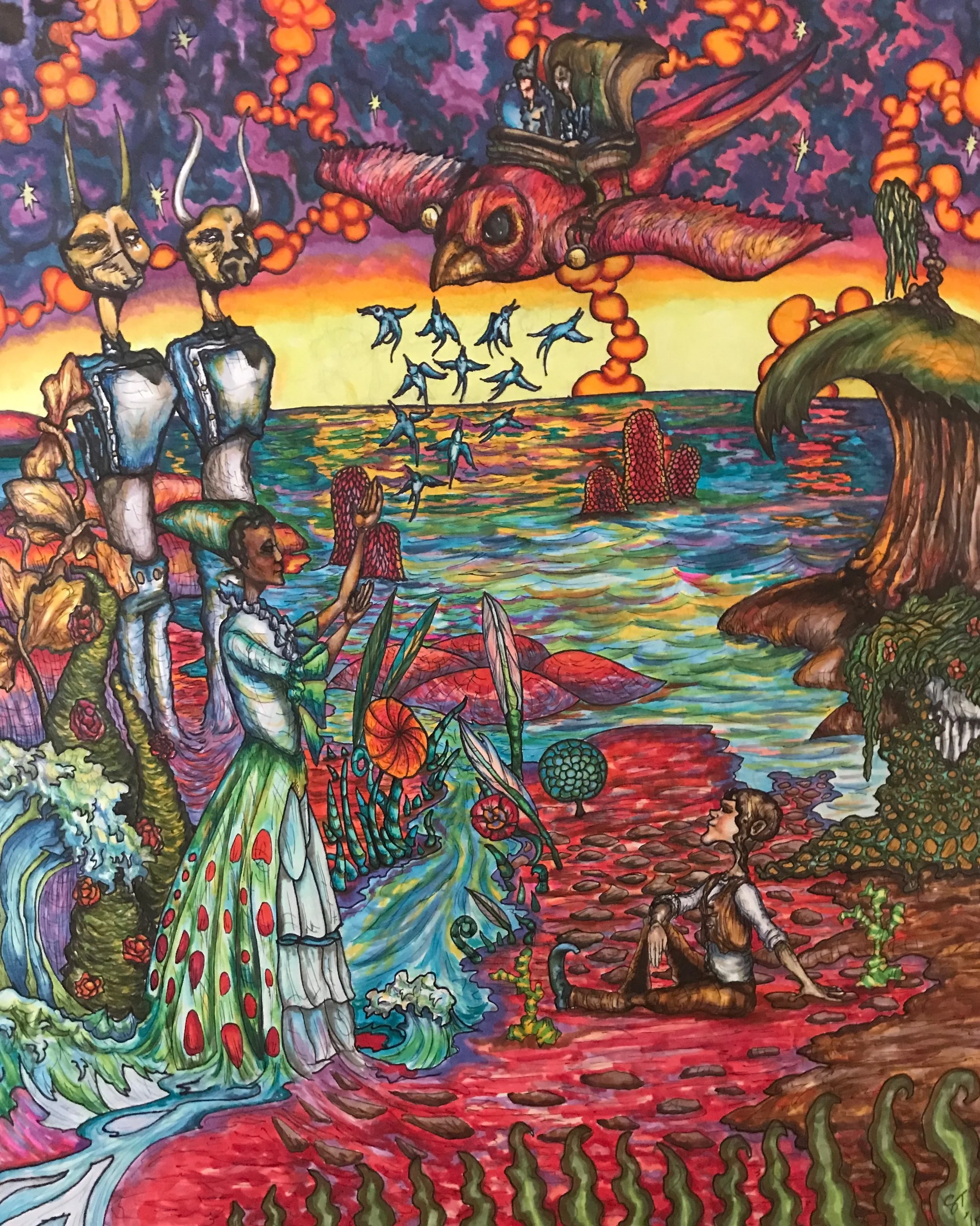 16" x 20". Copic marker of illustration board.