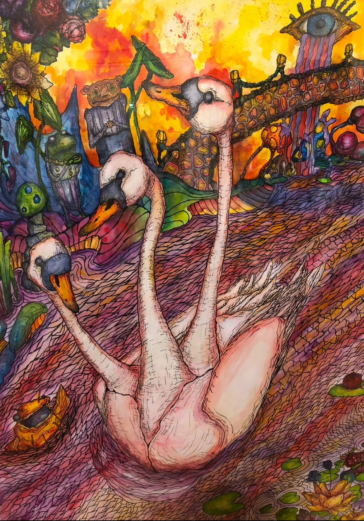 36"x 24". Watercolor and pen on paper.