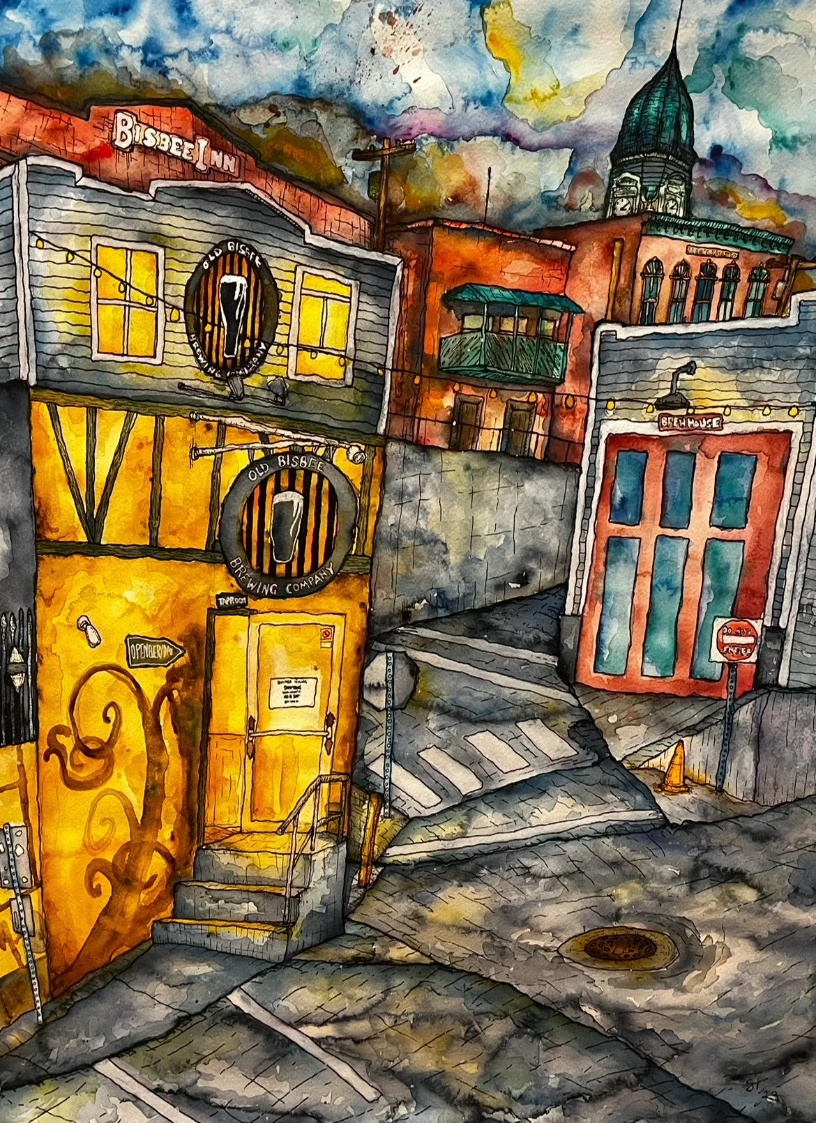 "36"x 28". Watercolor and pen on paper.