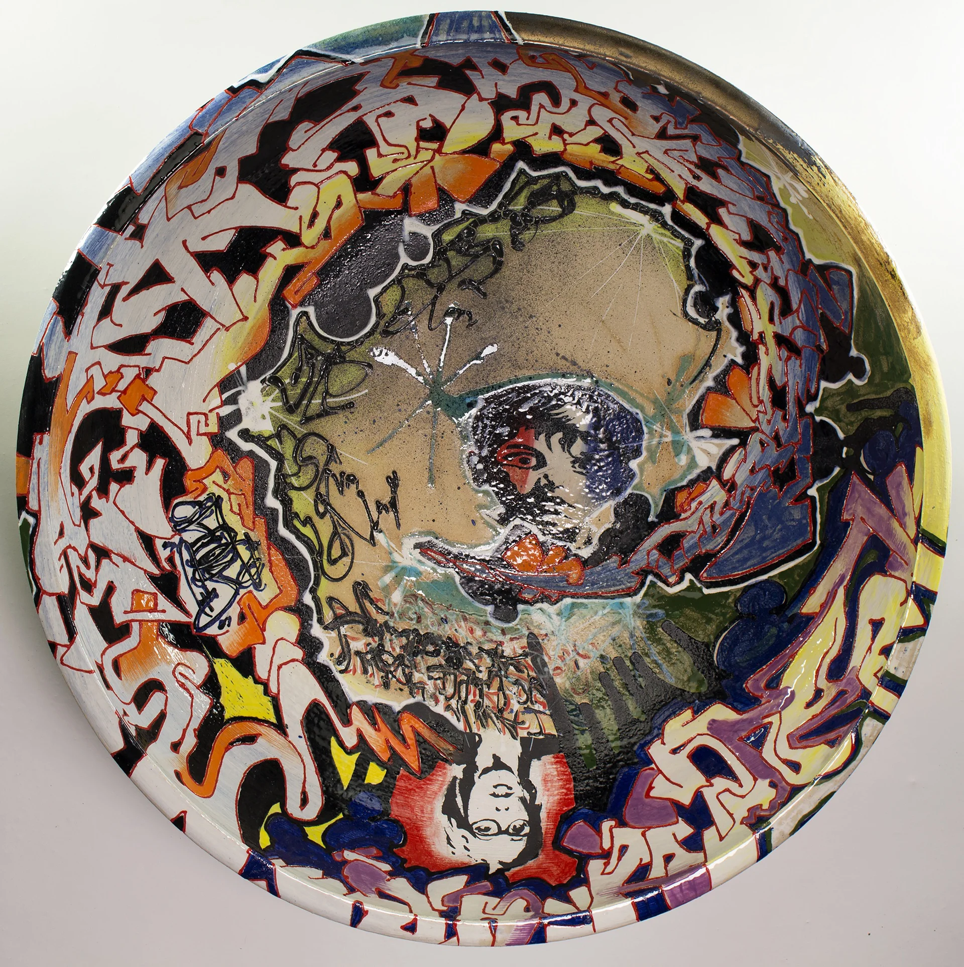 )The Son and Grizzly Gun Percent One, 2017 Stoneware, Acrylic 14”x26”x26”
