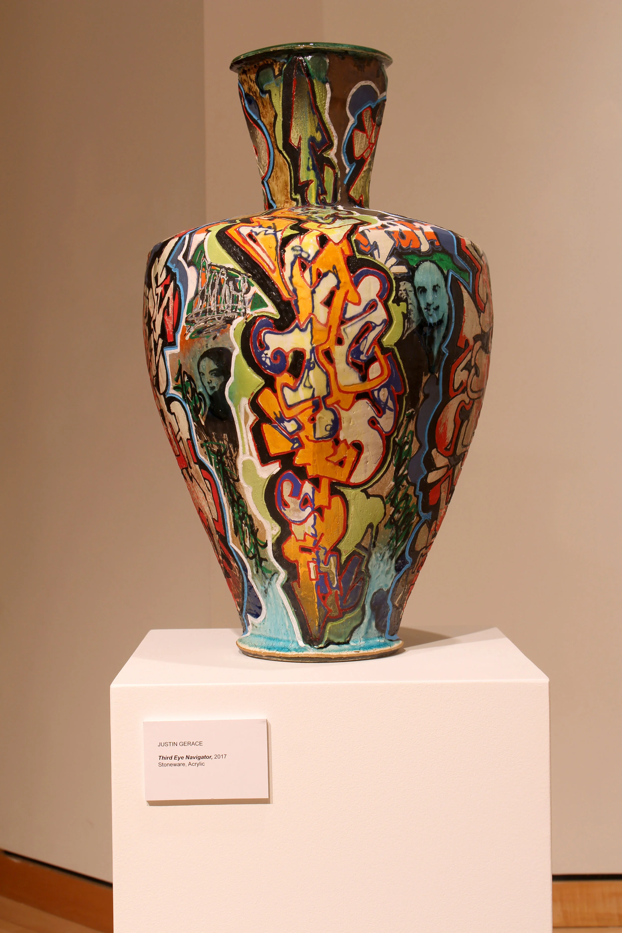 Third Eye Navigator, 2017 Stoneware, Acrylic 24”x12”x12”