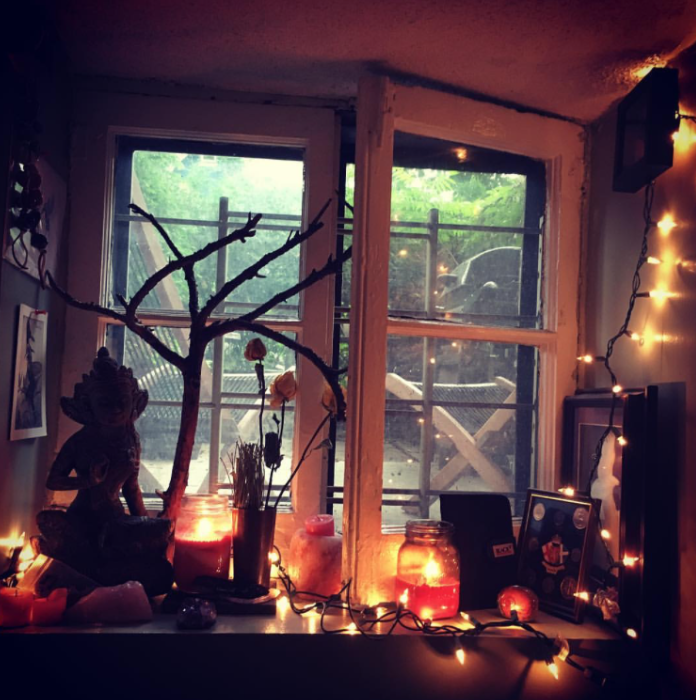 Dayle Mcleod's magical altar space. I want one.