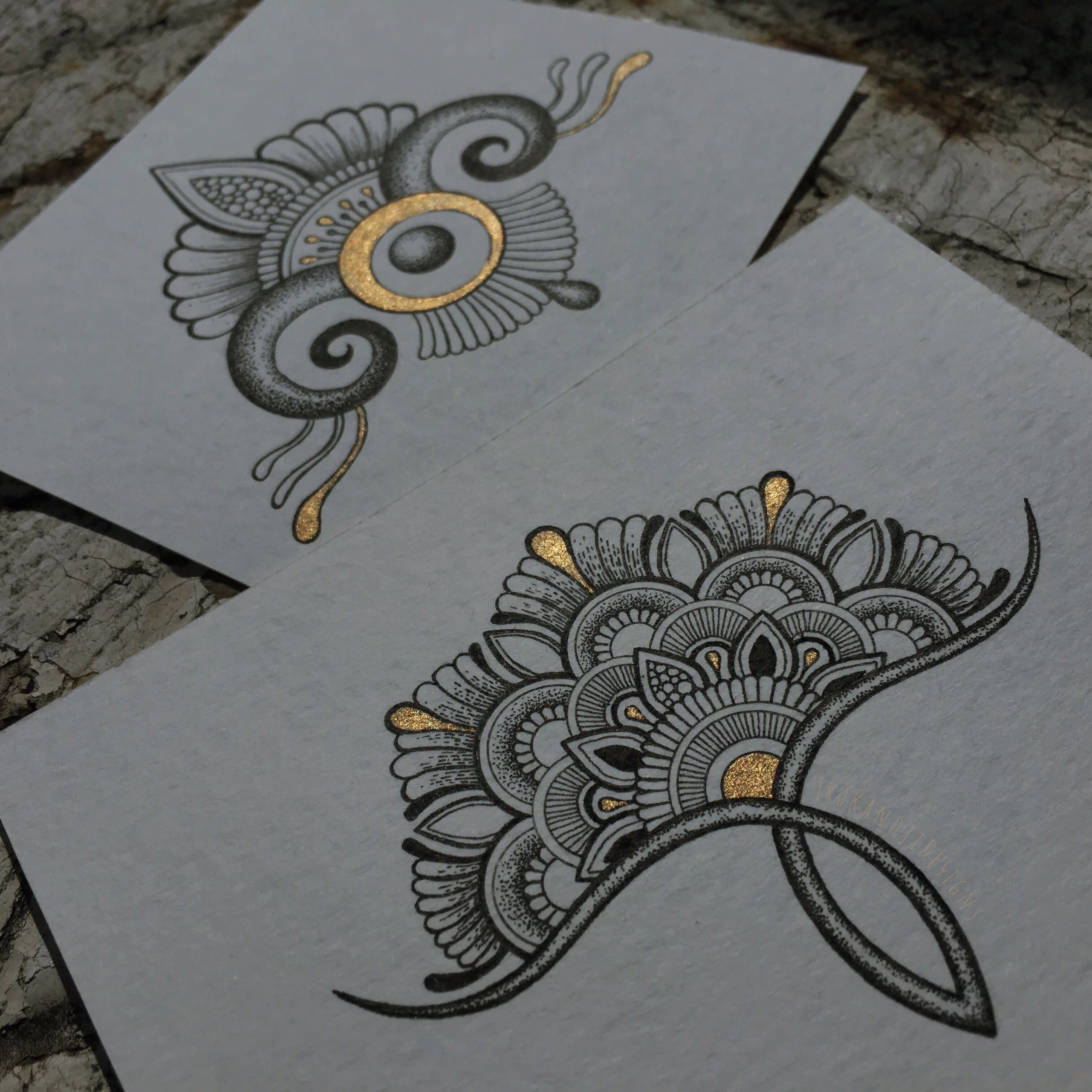 small designs with gold accents