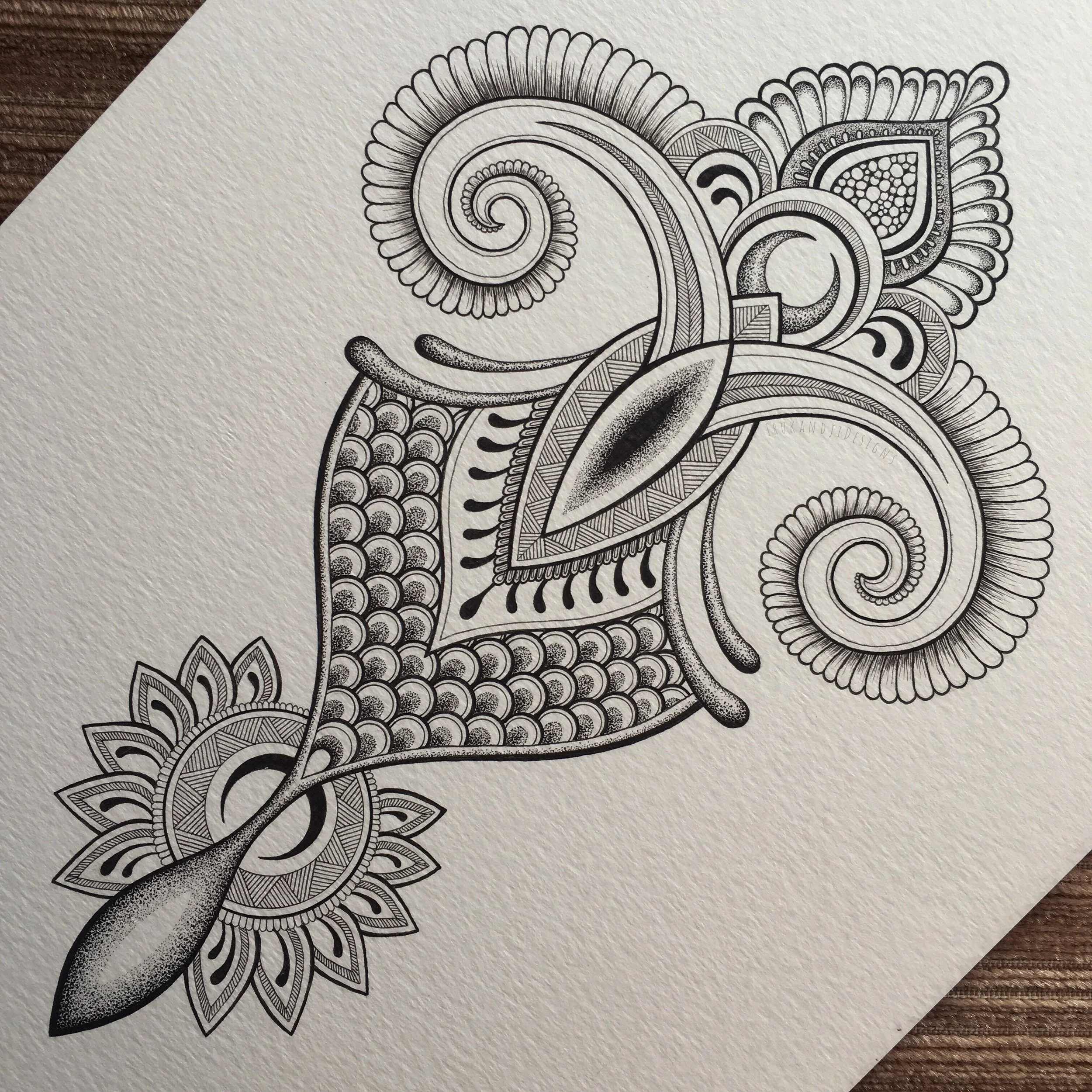 intricate mehndi style dotwork design