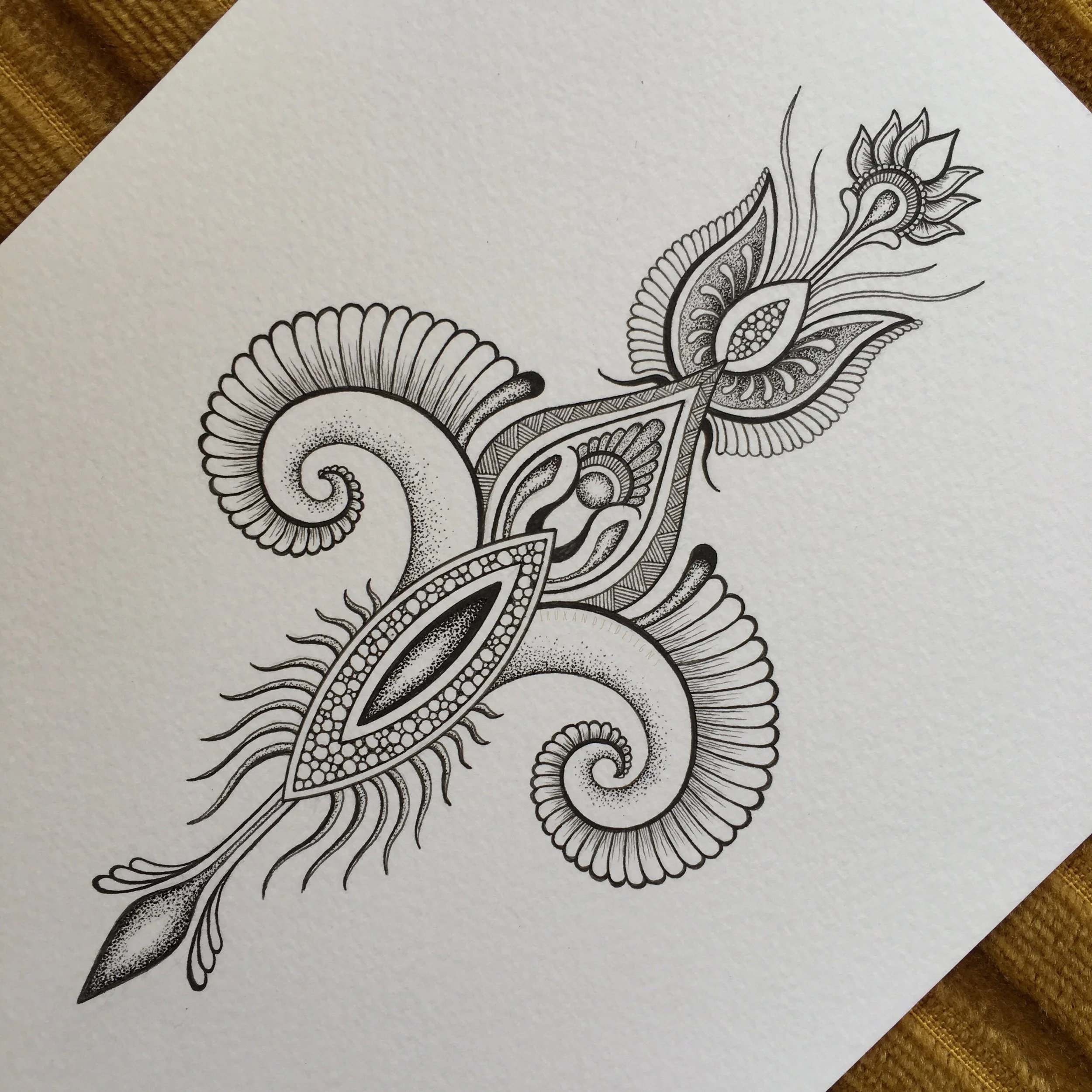 small henna style dotwork lotus design