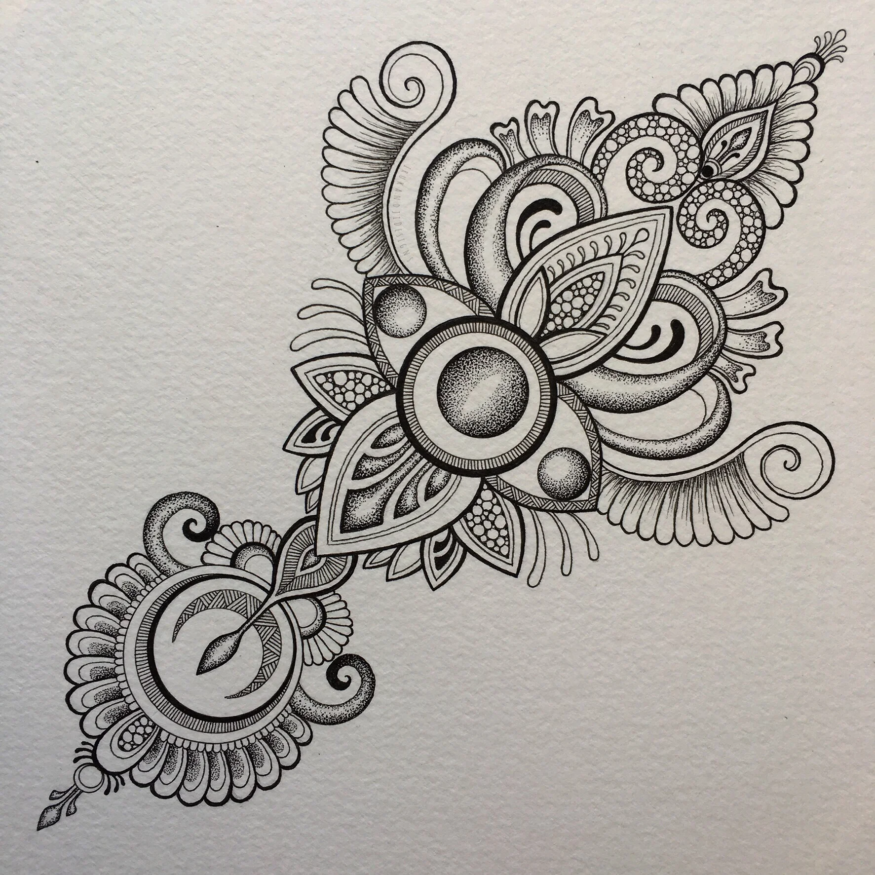 mehndi style dotwork tattoo design