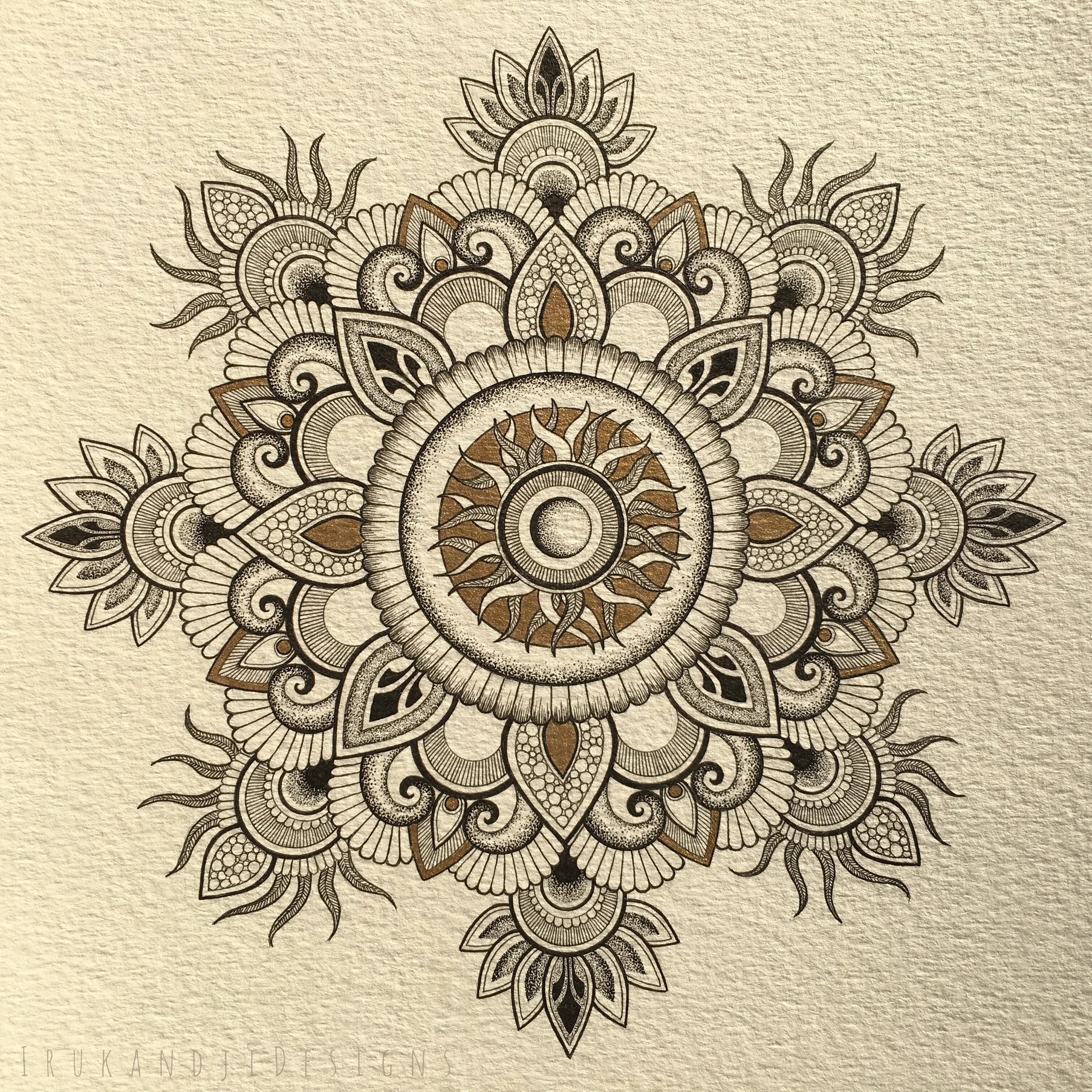 intricate mandala with gold accents