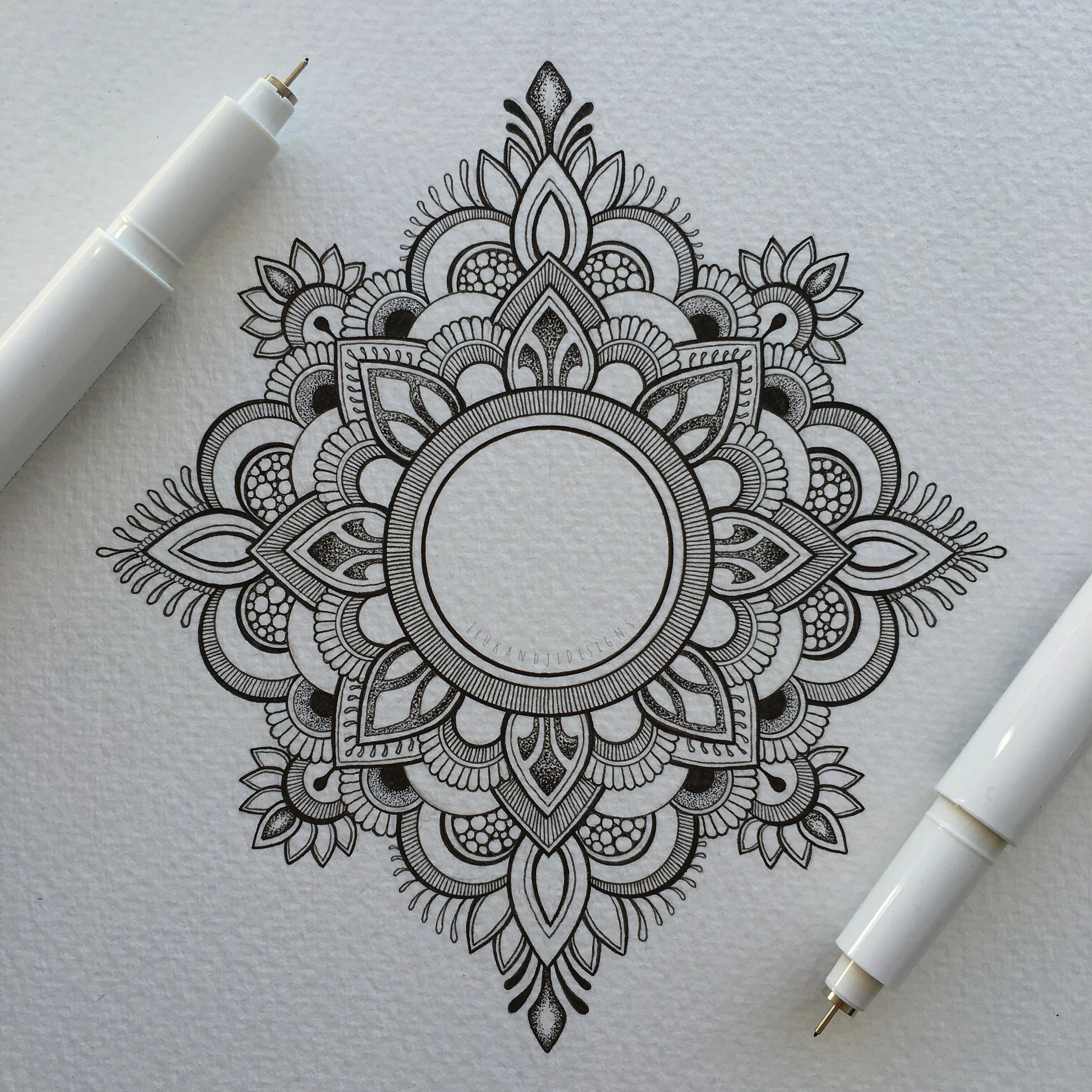 intricate henna/mehndi style dotwork mandala tattoo design
