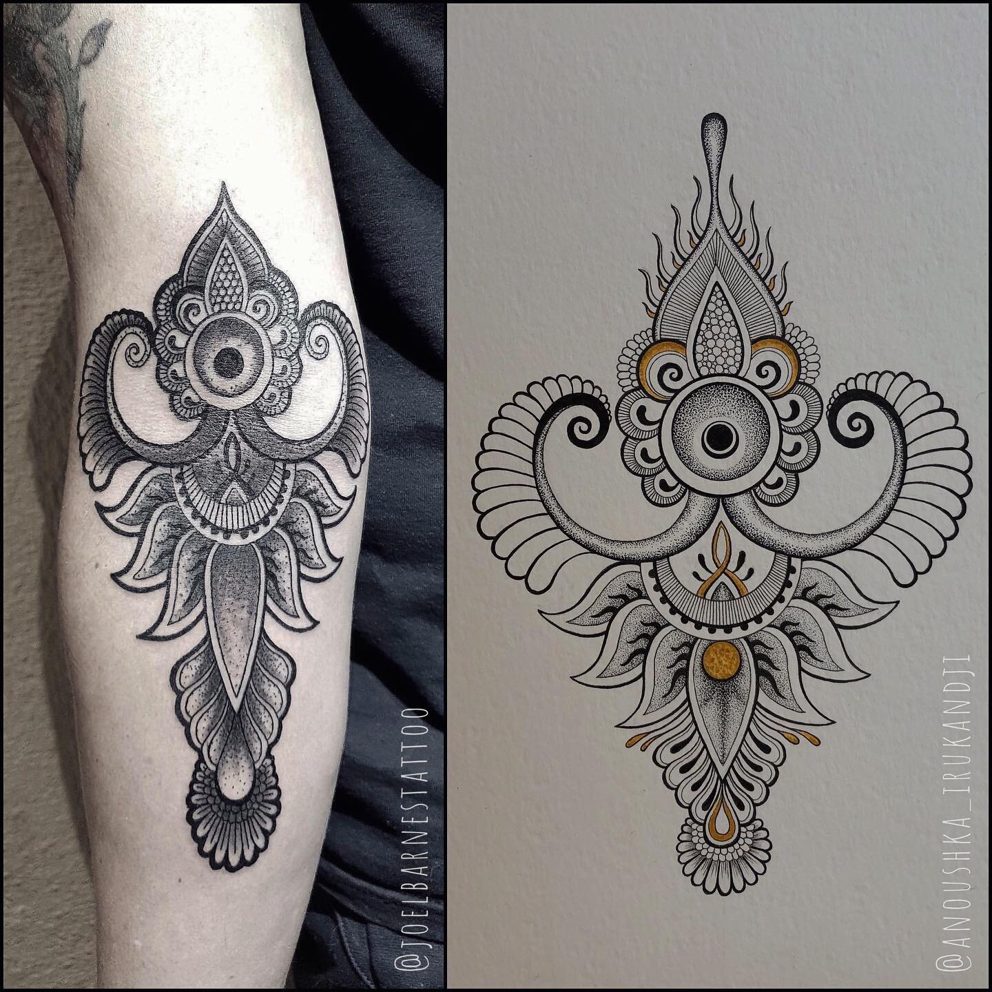 Time for a little tattoo share!
✨✨✨✨✨✨✨✨✨✨✨✨✨✨✨✨✨✨
Thank you @joelbarnestattoo for contacting me first and for being so considerate and respectful altogether- I very much appreciate it, and I am  honoured your brother has chosen to wear one of my des