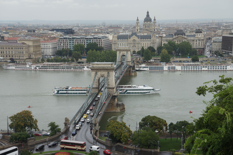 The Chain link Bridge over the River Danube connecting the Buda and Pest in Hungary.