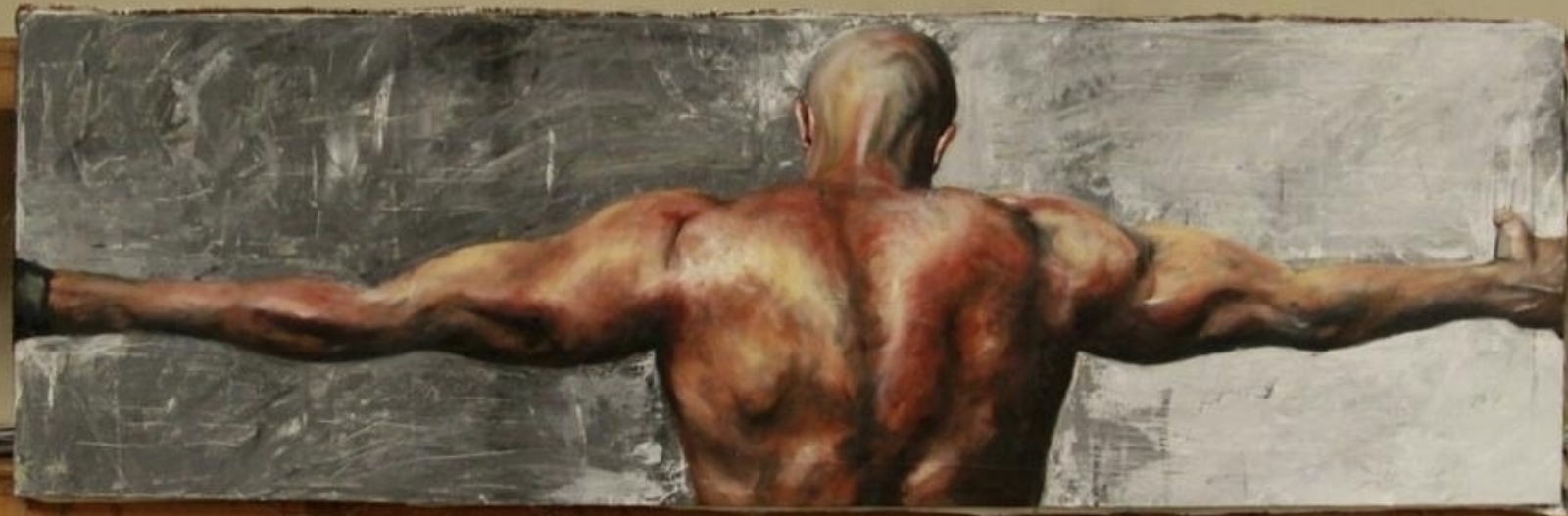 Charles Mullaly as a model for painting "Sisyphus" by artist Rob Fischetti