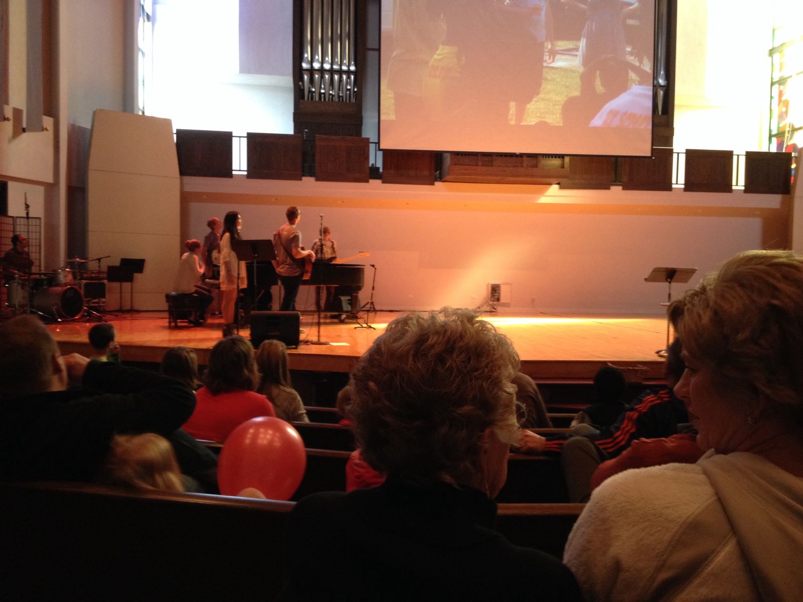 The worship service. The children enjoyed the balloons!
