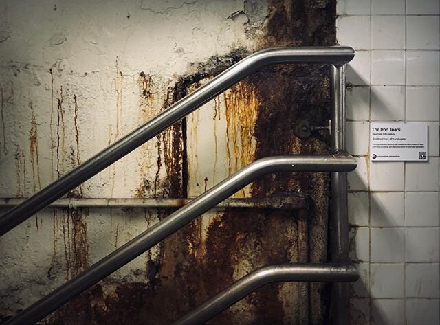 Title: The Iron Tears, New York
This expressionistic painting was created via a slow process of drips from faulty plumbing, and captures a sense of commuter depression.
.
“MTA is not just old. It’s the history of New York.”
.
.
#mt