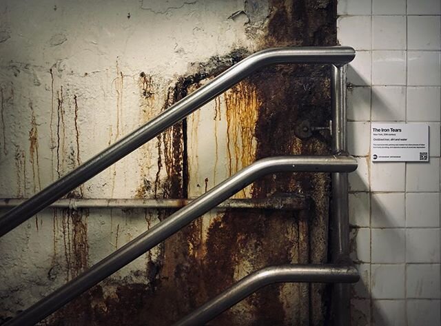 Title: The Iron Tears, New York

This expressionistic painting was created via a slow process of drips from faulty plumbing, and captures a sense of commuter depression.
.
&ldquo;MTA is not just old. It&rsquo;s the history of New York.&rdquo;
.
.
#mt