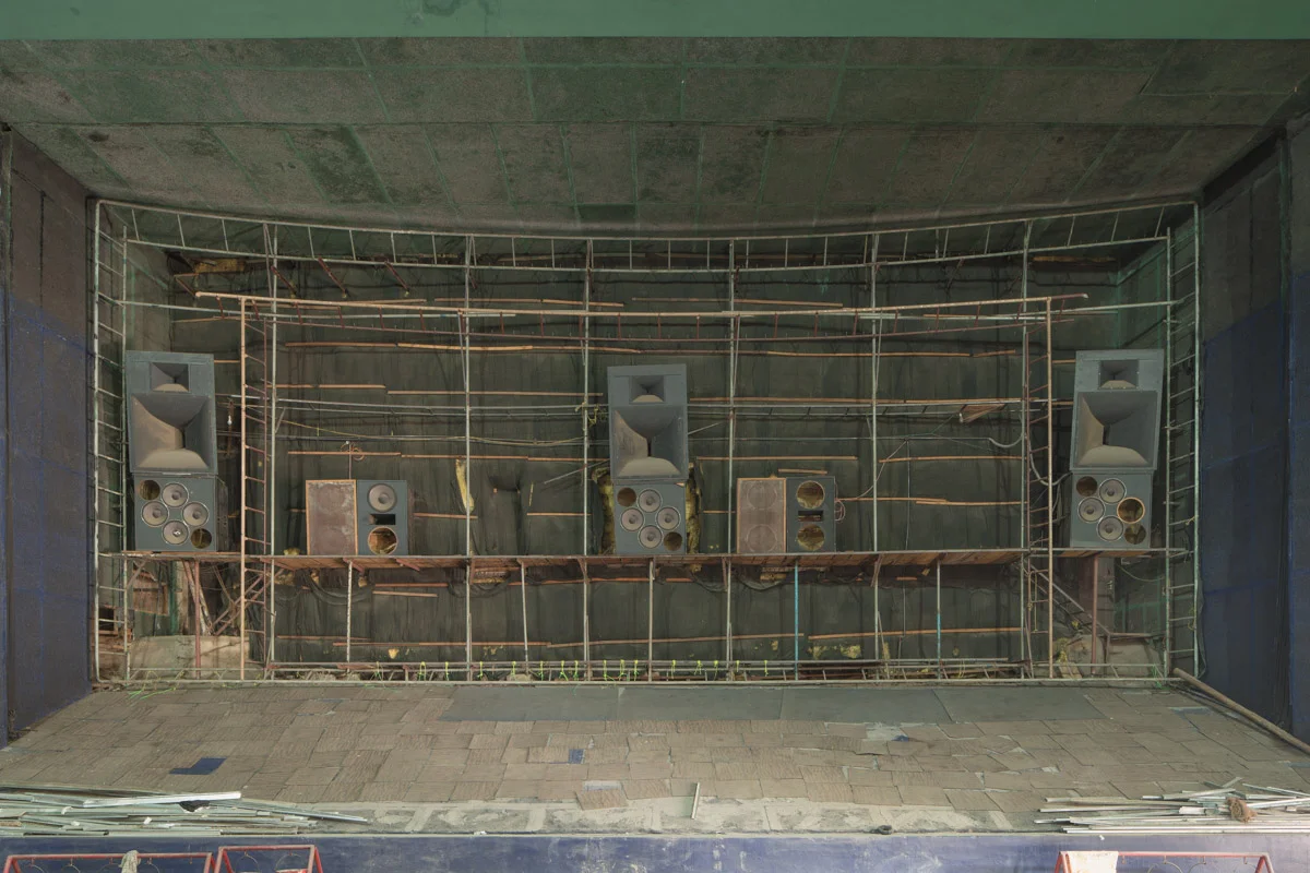 The screen of Navrang theatre during it’s renovation.