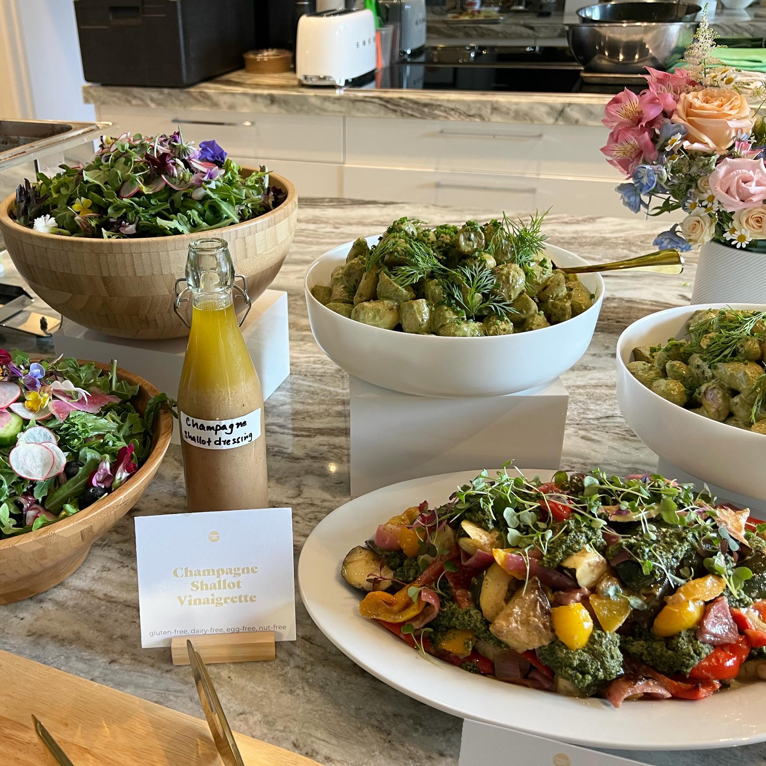 Beautiful, seasonal sides for a private buffet service sittin pretty! ☀️ 

#therootedtable
#vancouvercatering