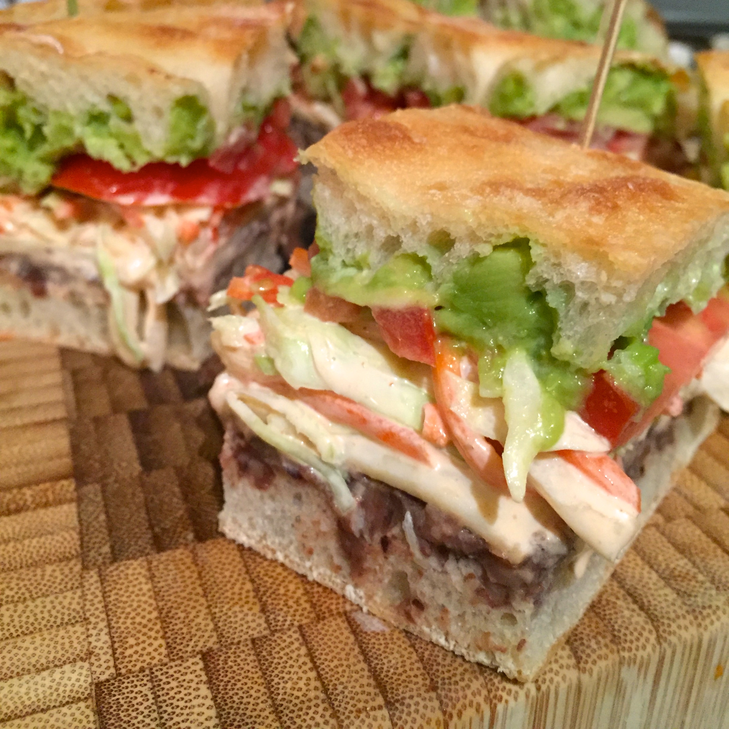 Wednesday: black bean hummus + coleslaw on focaccia.