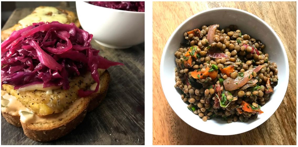 Thursday: tempeh rubens and lentil + olive salad.