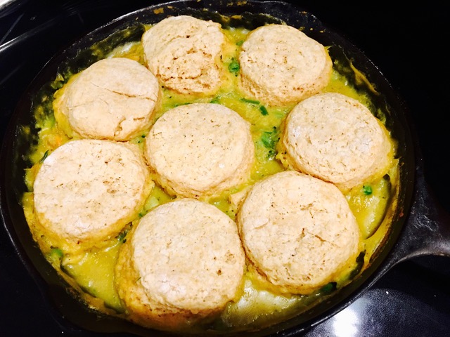Veggie + "Dumplings" cast-iron skillet version