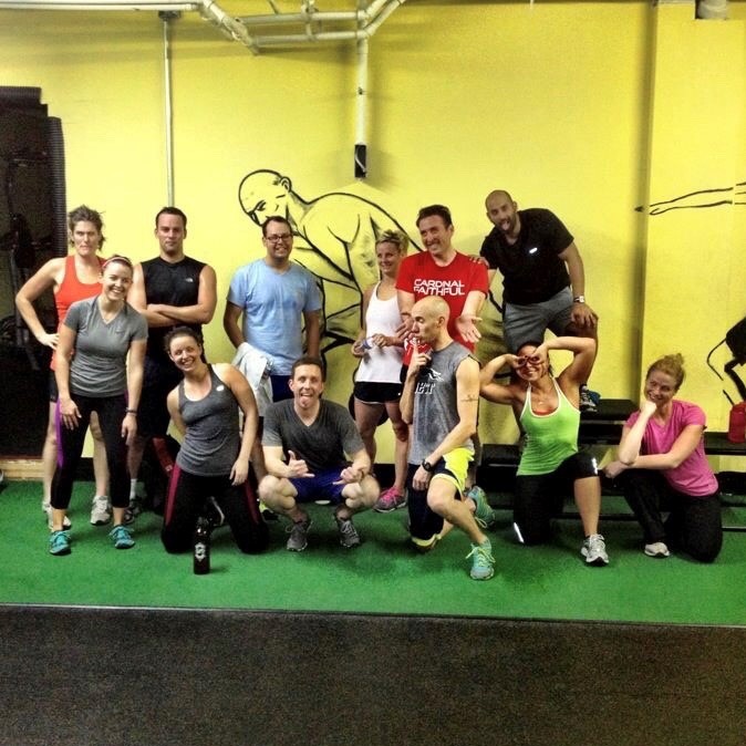 A group of us gym friends—including Damaris, Chris (my husband), myself, and two of our closest friends, J.P. + Kevin.