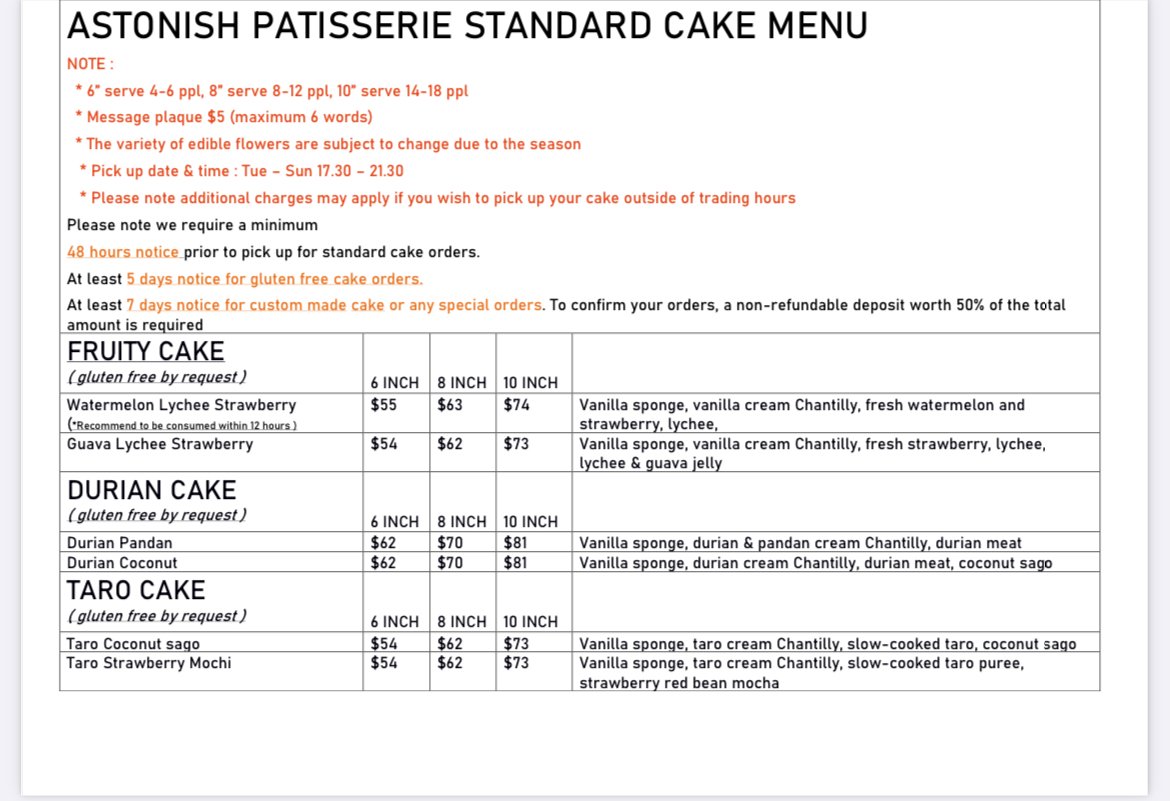 CAKE MENU