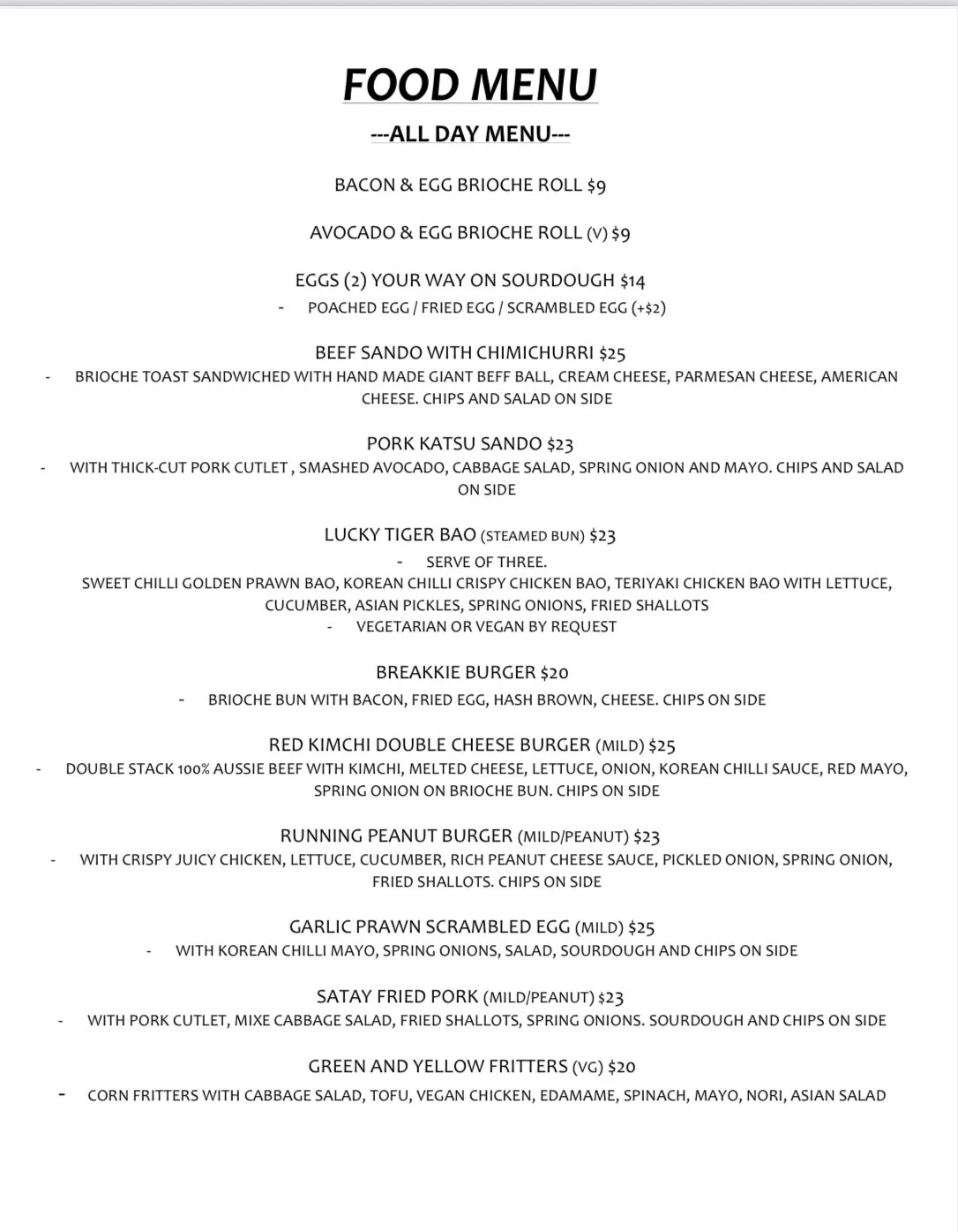 FOOD MENU