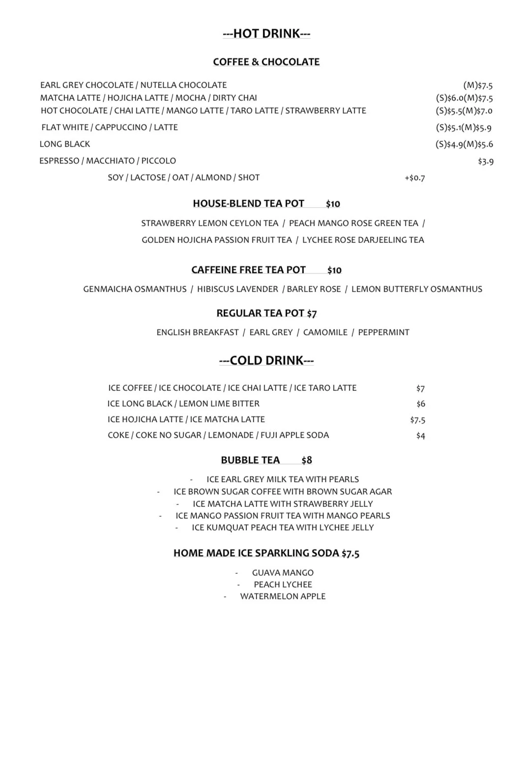 DRINK MENU