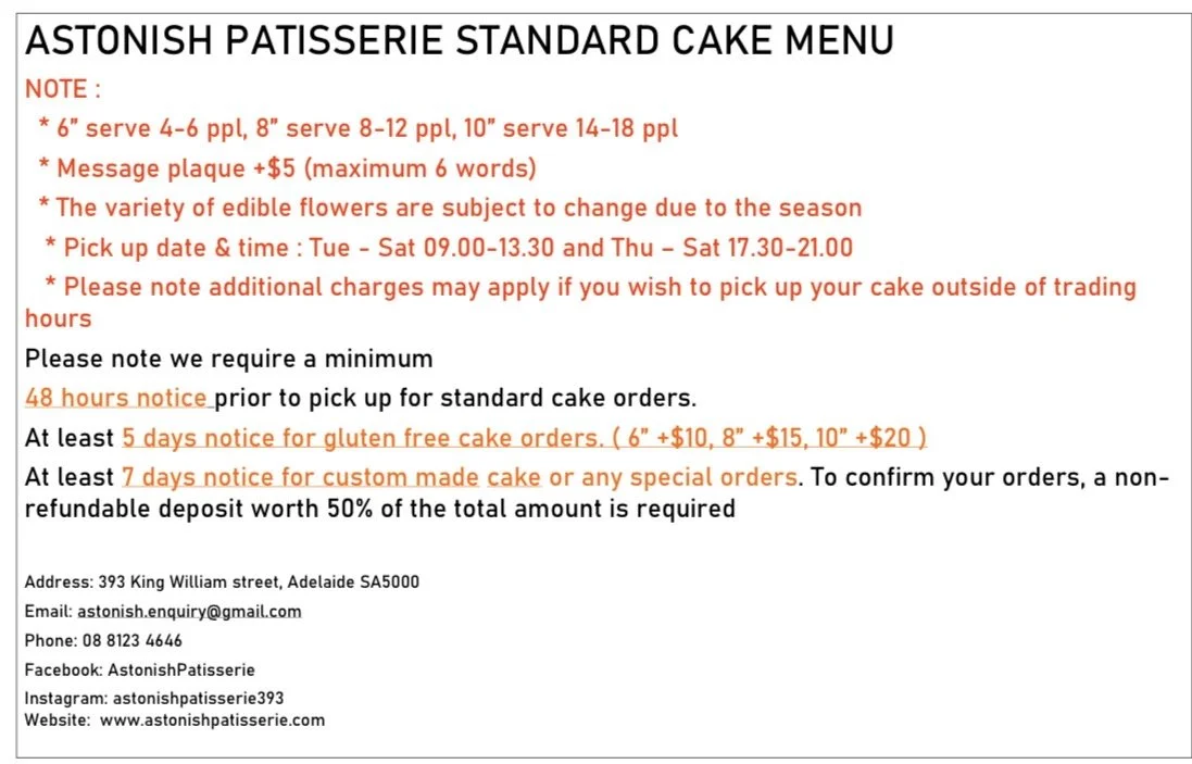 CAKE MENU