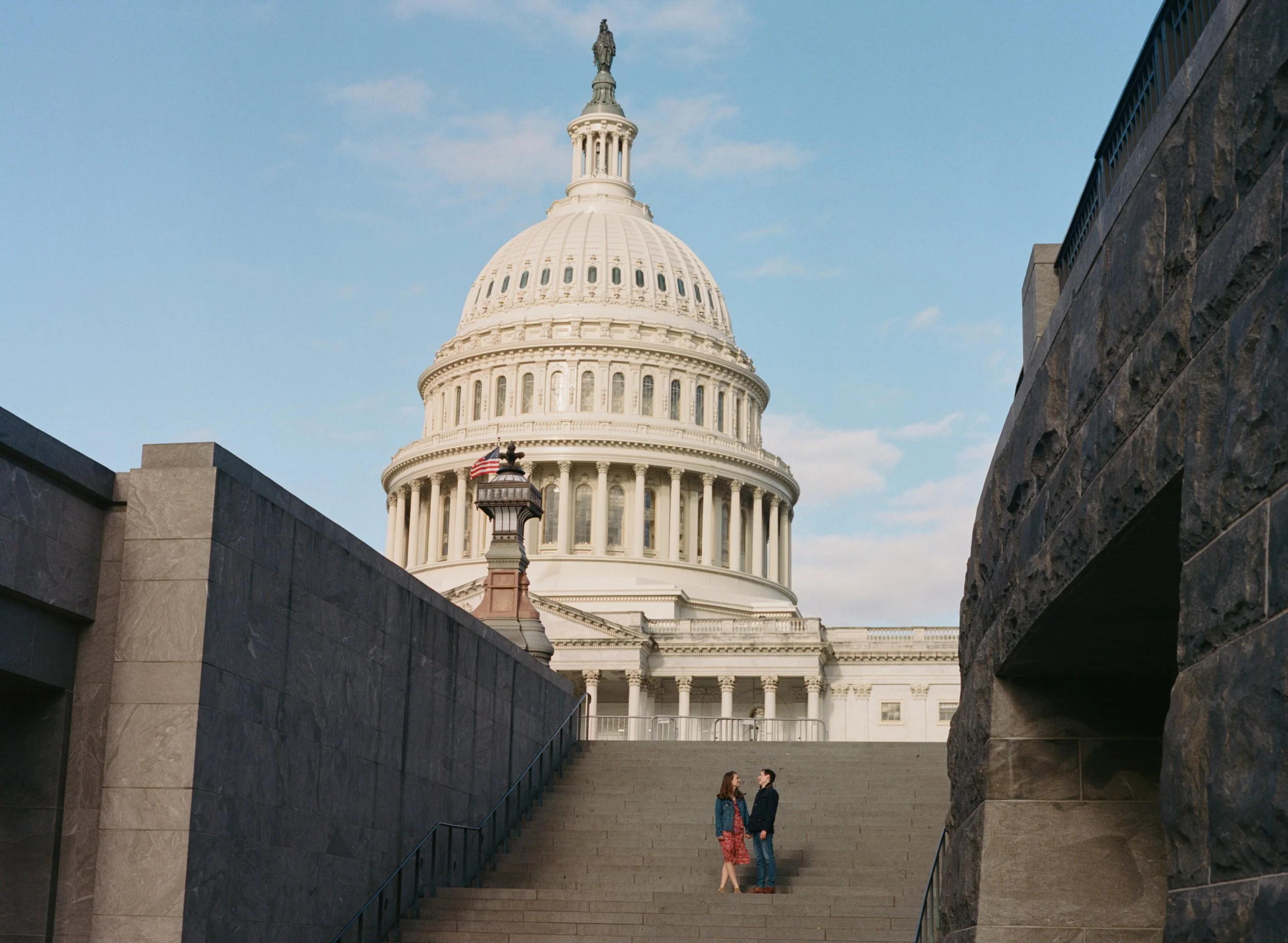 Posed film engagement photographed on film at the US Capitol