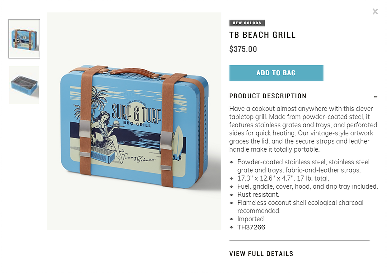 TB Beach, Home, & Gifts Product Description Page