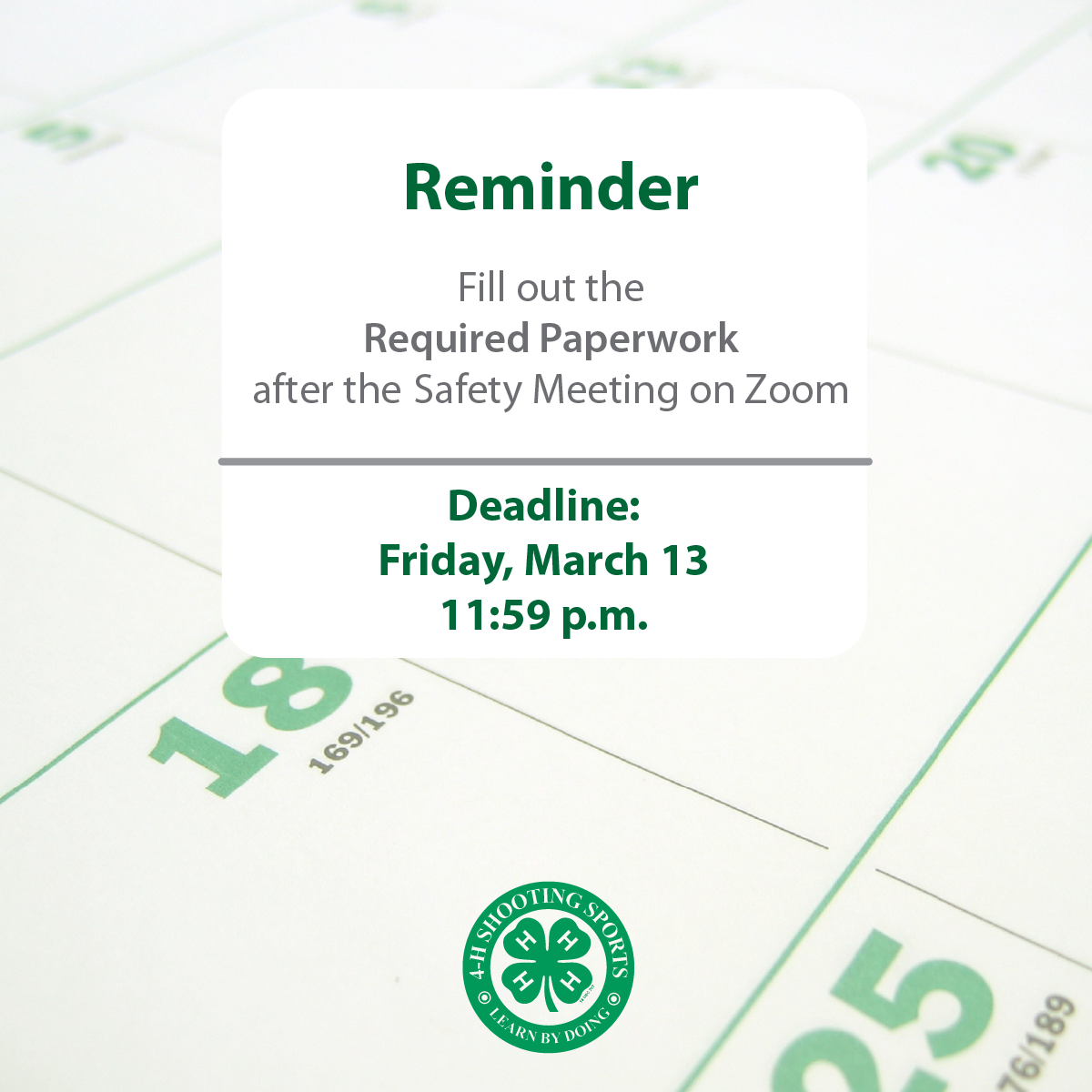 Required Paperwork / Deadline March 13, 2026