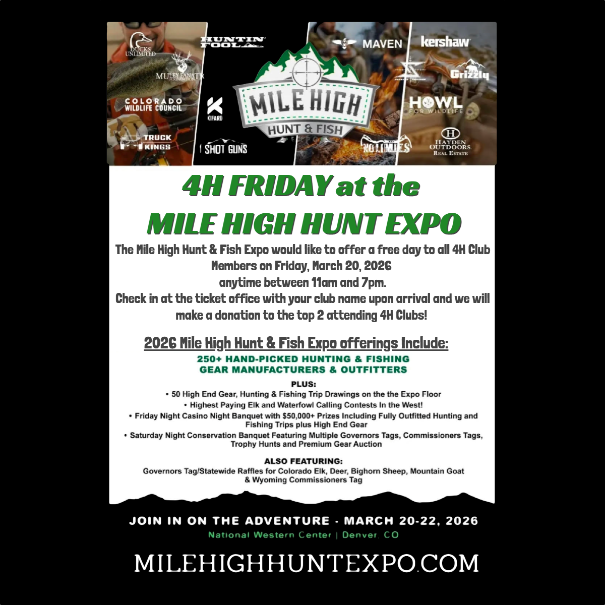 4-H Friday at the Mile High Hunt &amp; Fish Expo / March 20, 2026