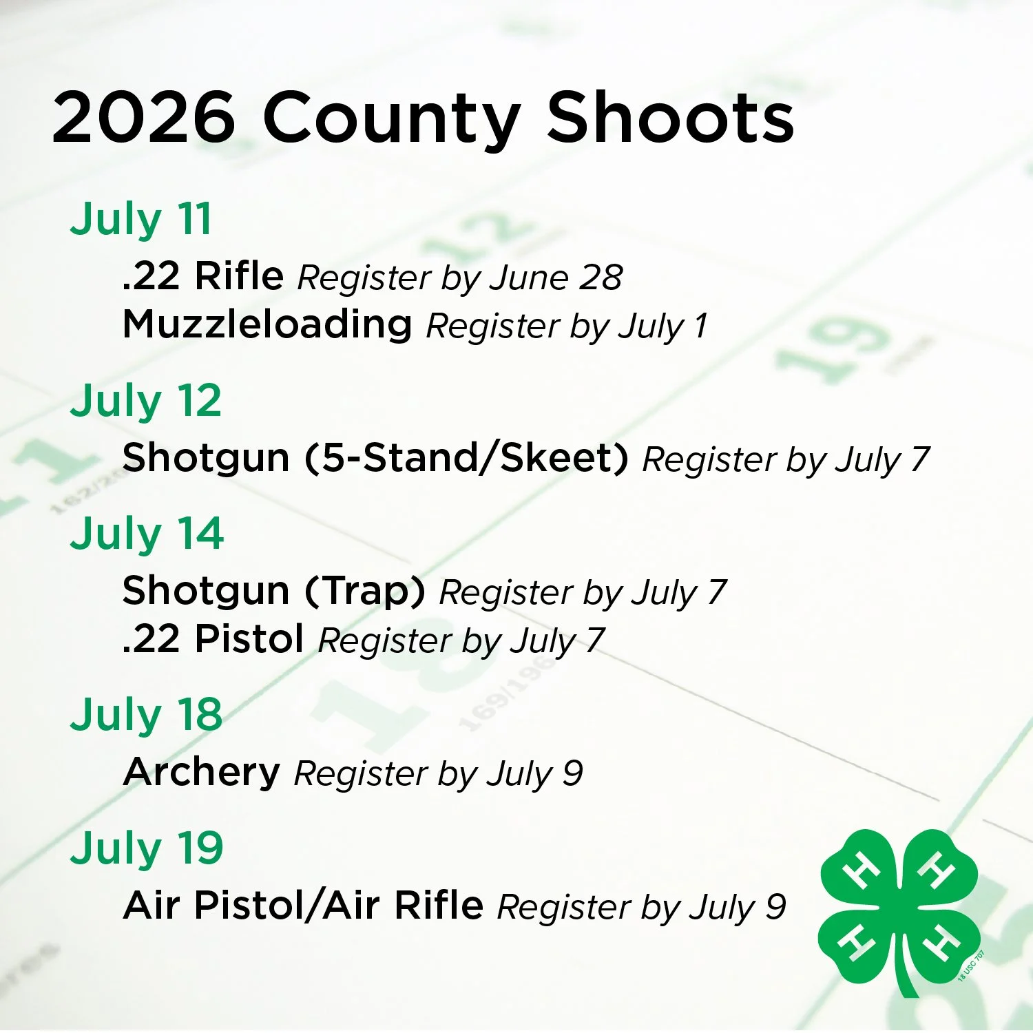 County Shoot Registration Opens June 17, 2026 at 9:00 a.m.