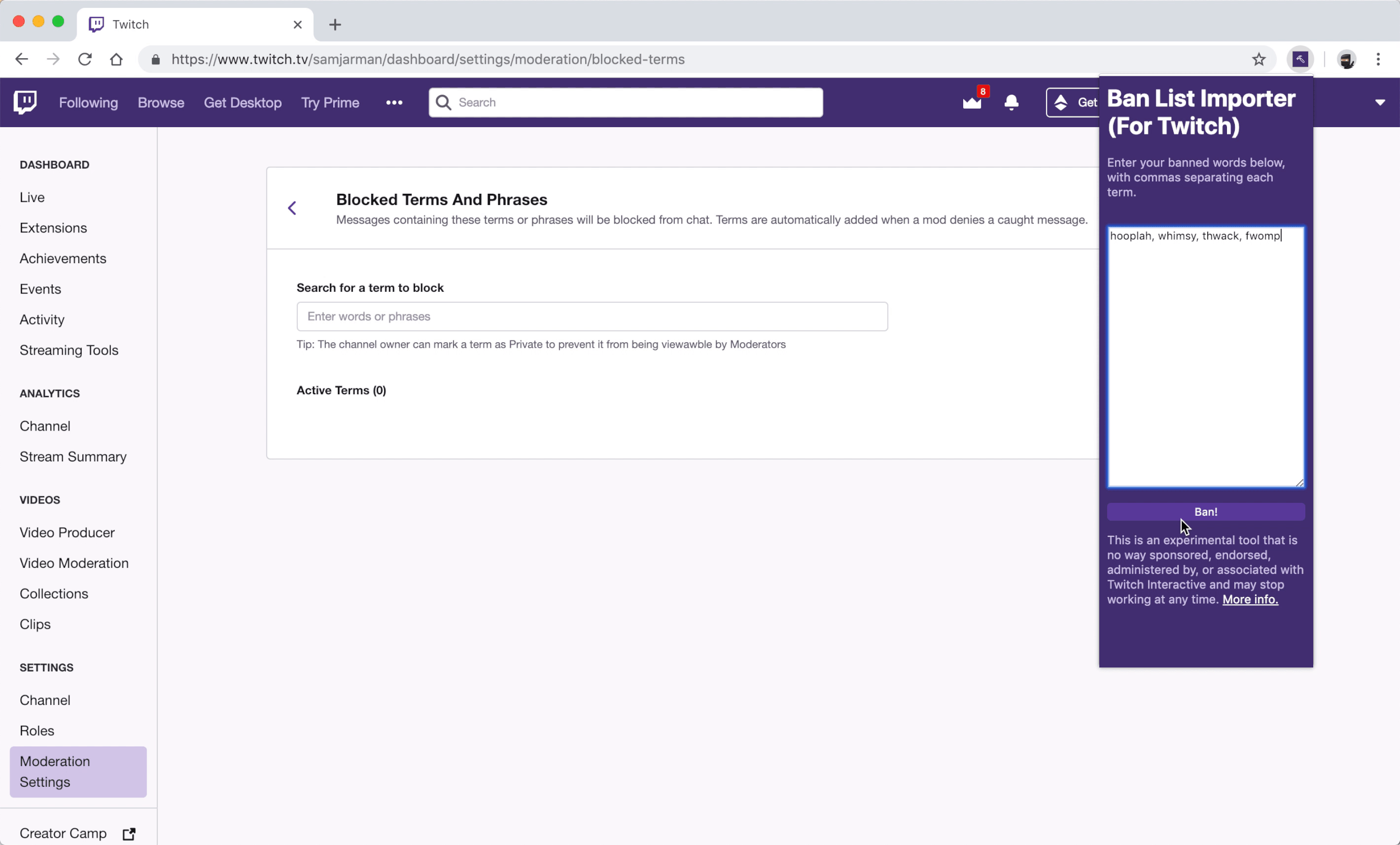 Project Ban List Importer For Twitch