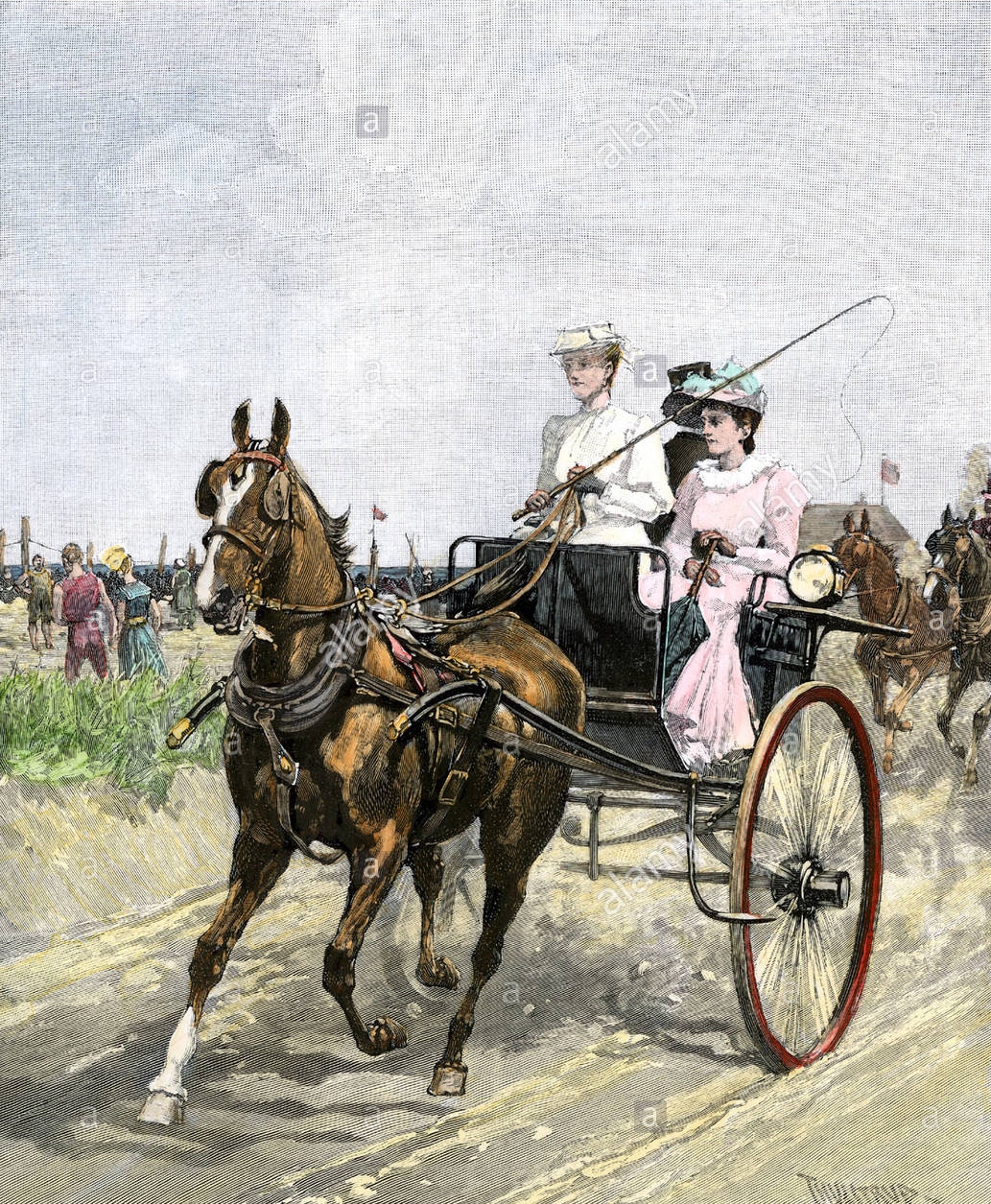 fashionable-young-women-driving-a-horse-and-carriage-on-the-beach-AE1WP5.jpg