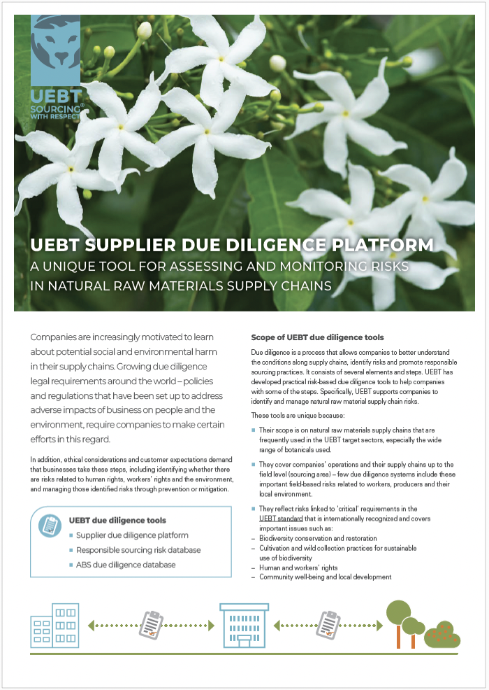  UEBT supplier due diligence platform